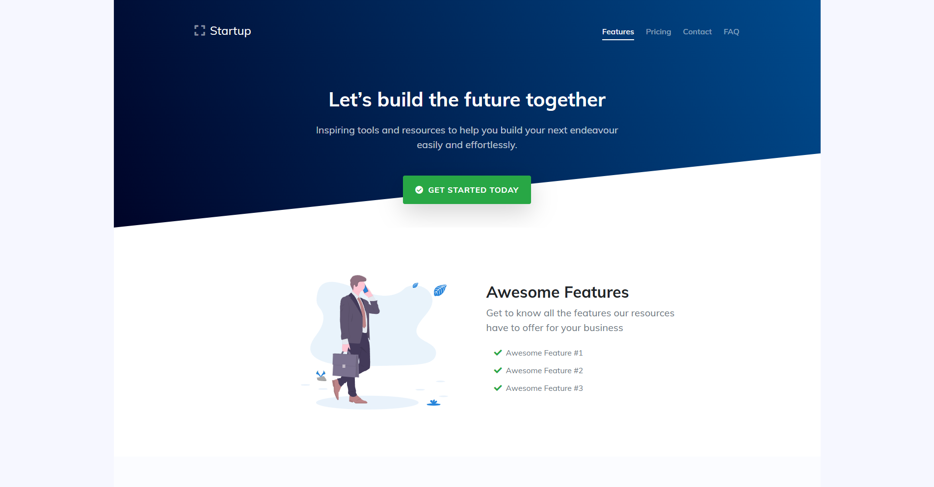 Landing Startup preview