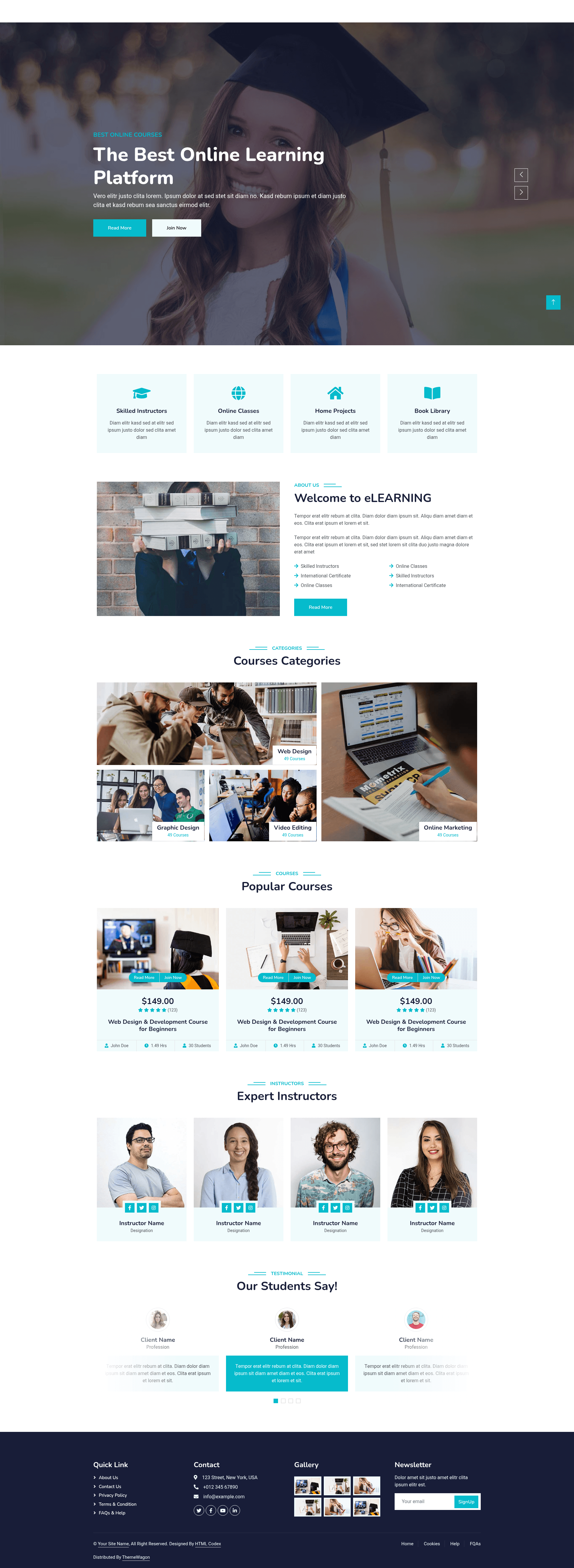screenshot of Elearning - Free Bootstrap 5 CSS3 Education Website Template on template0.com