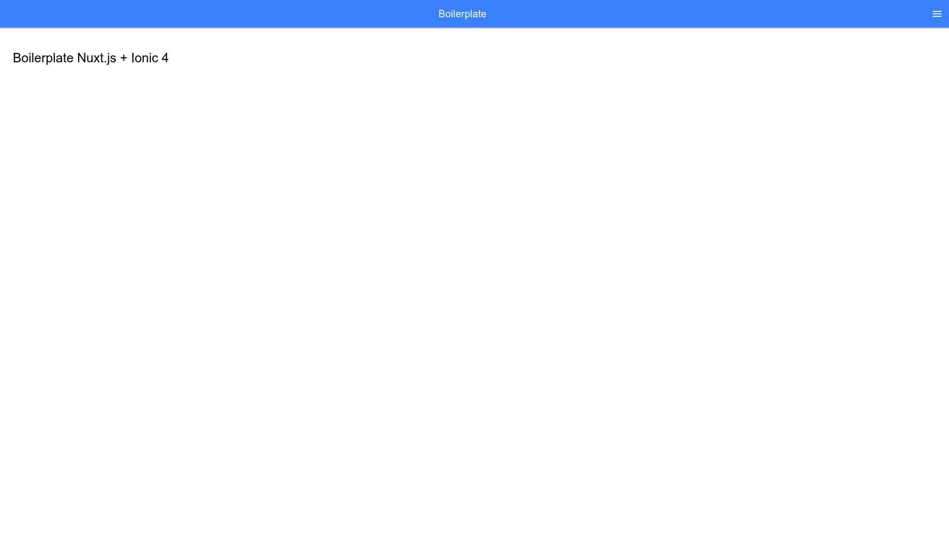 screenshot of Boilerplate Nuxtjs Ionic4 on template0.com