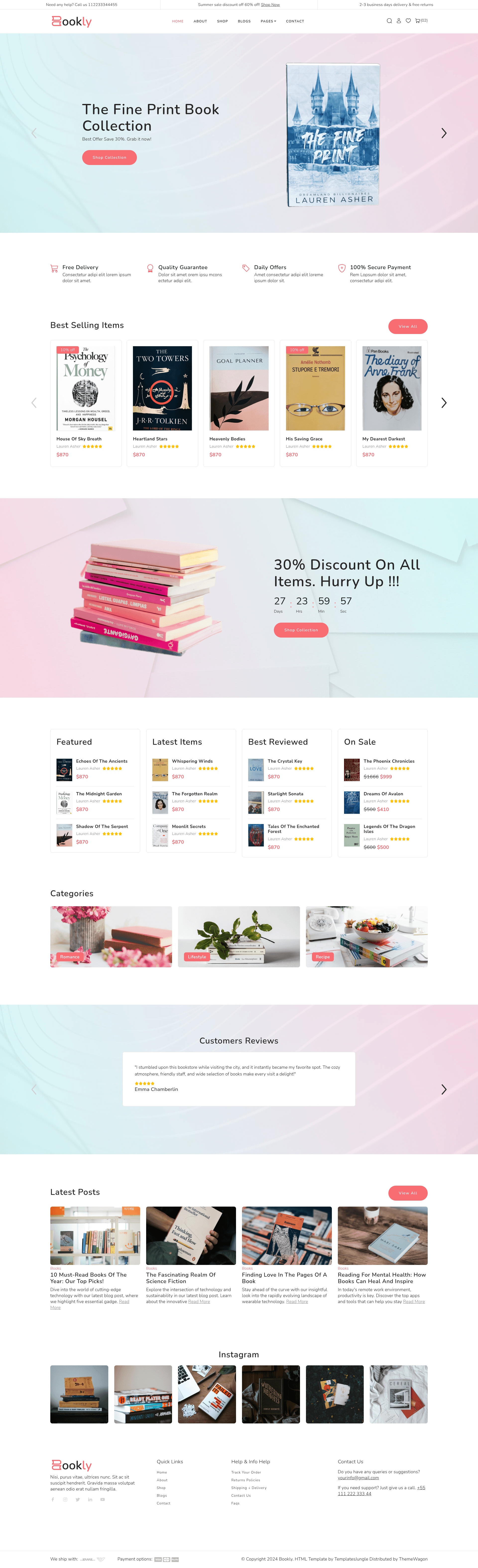 screenshot of Bookly – Free Bootstrap 5 E-Commerce Website Template on template0.com
