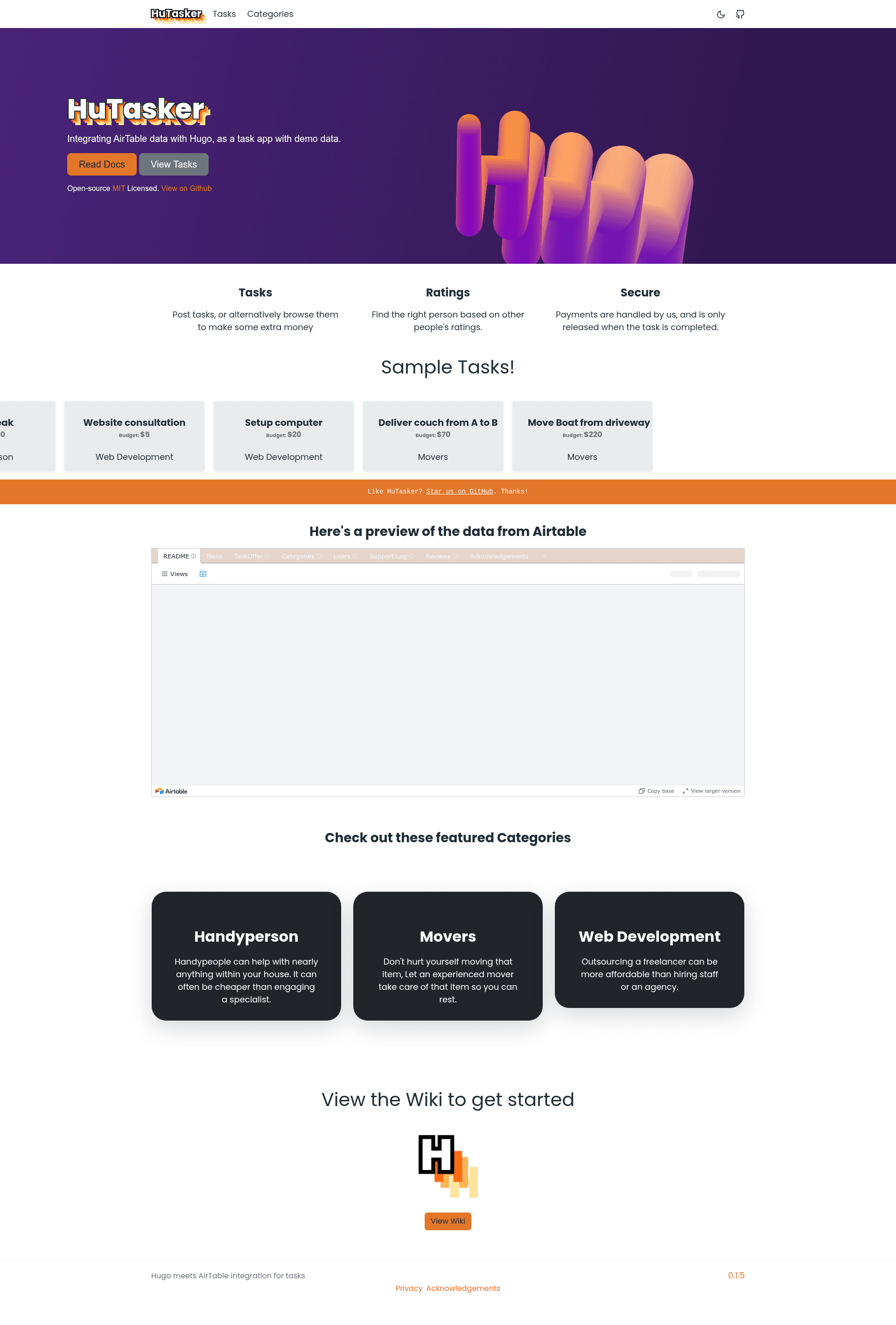 screenshot of HuTasker on template0.com