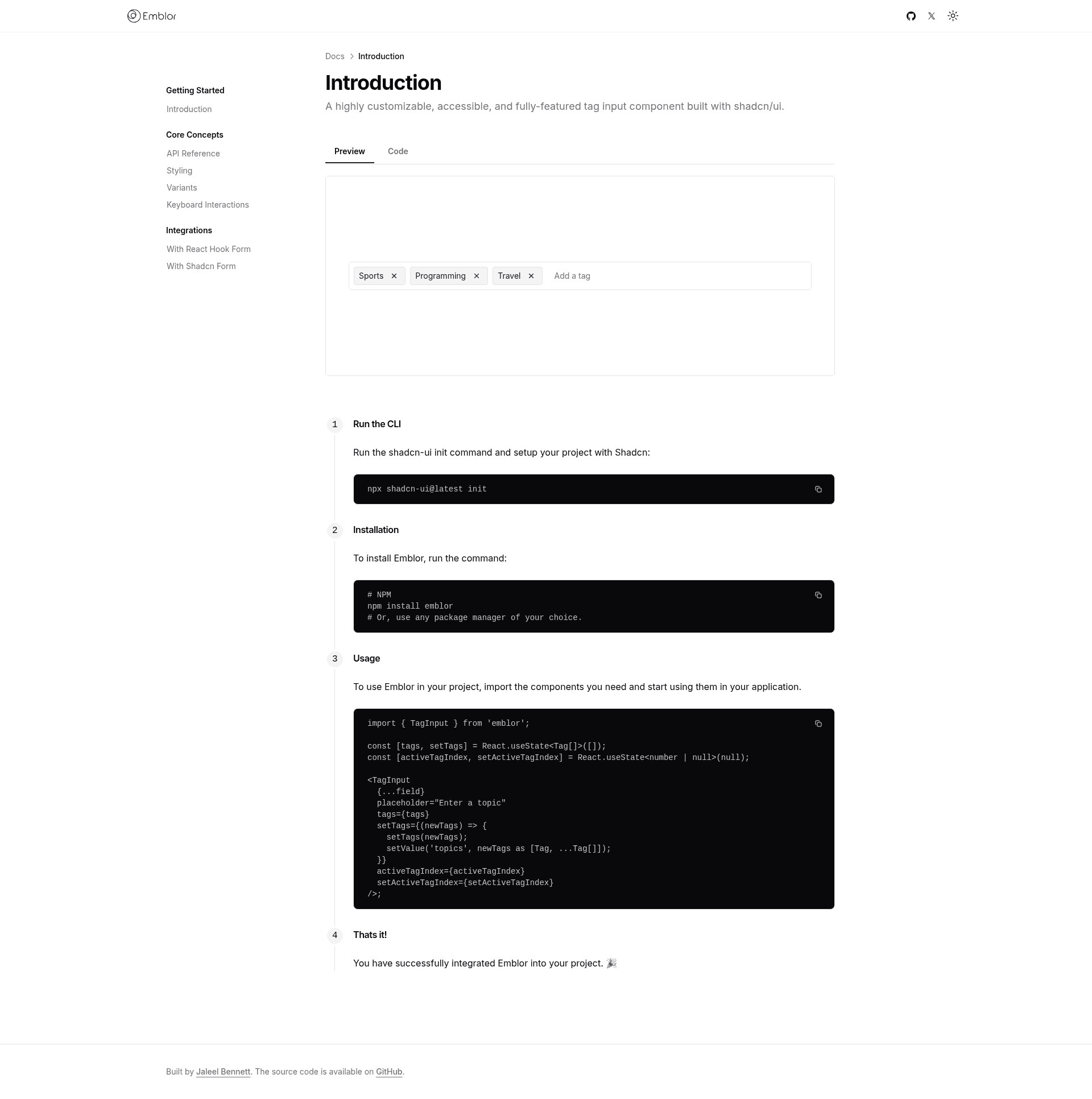 screenshot of Emblor on template0.com