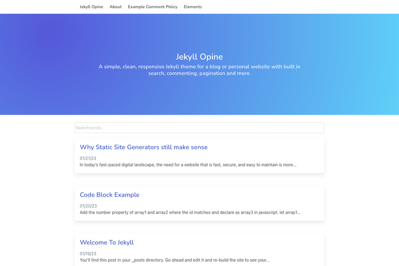 Image for Jekyll Opine Theme on template0.com Image for Jekyll Opine Theme on template0.com