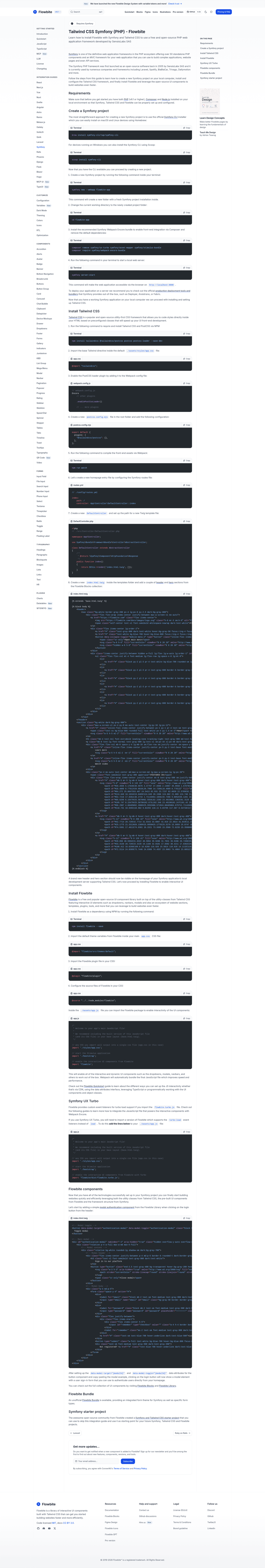 screenshot of tailwind-symfony-starter on template0.com