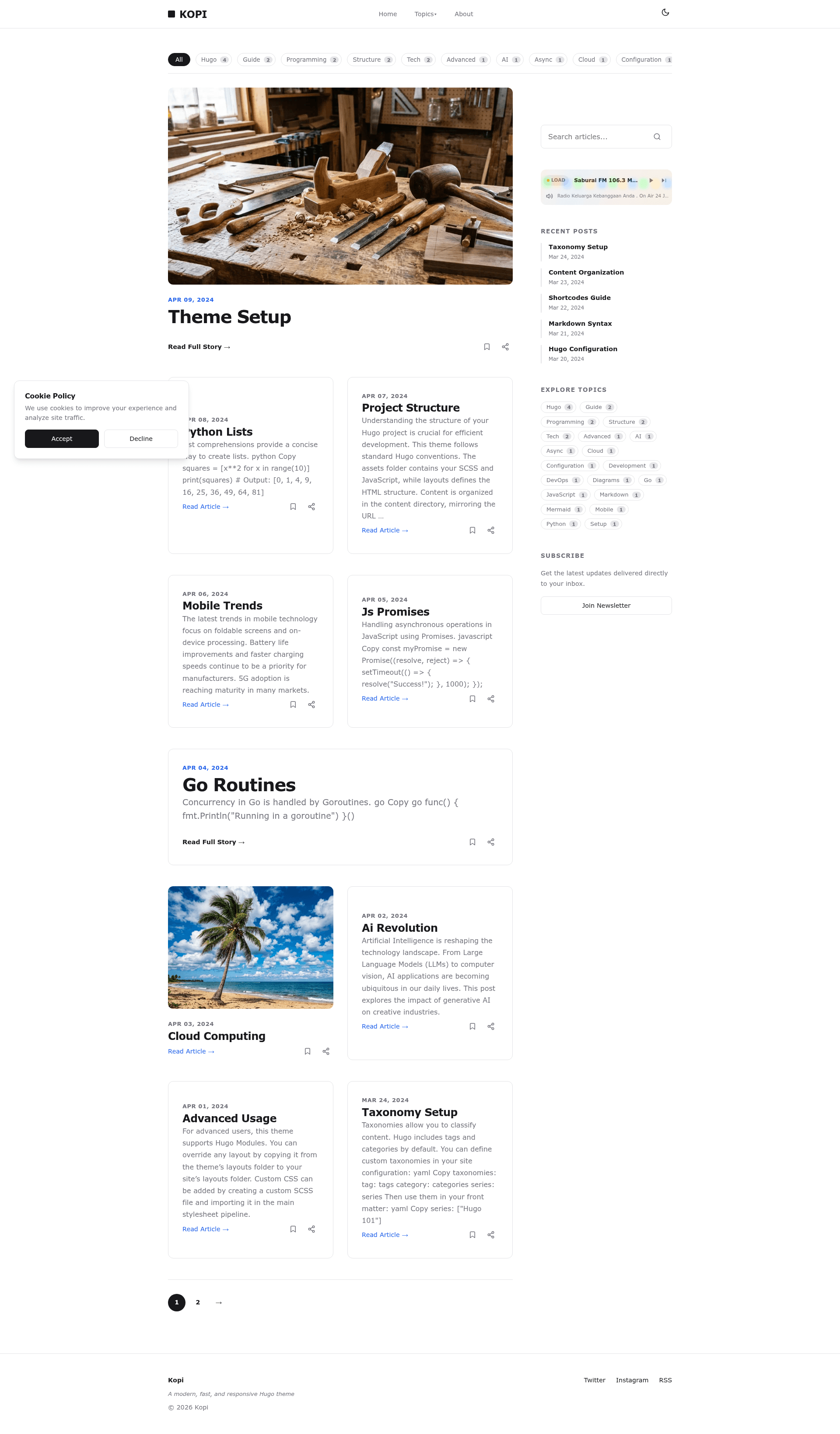 screenshot of Kopi on template0.com