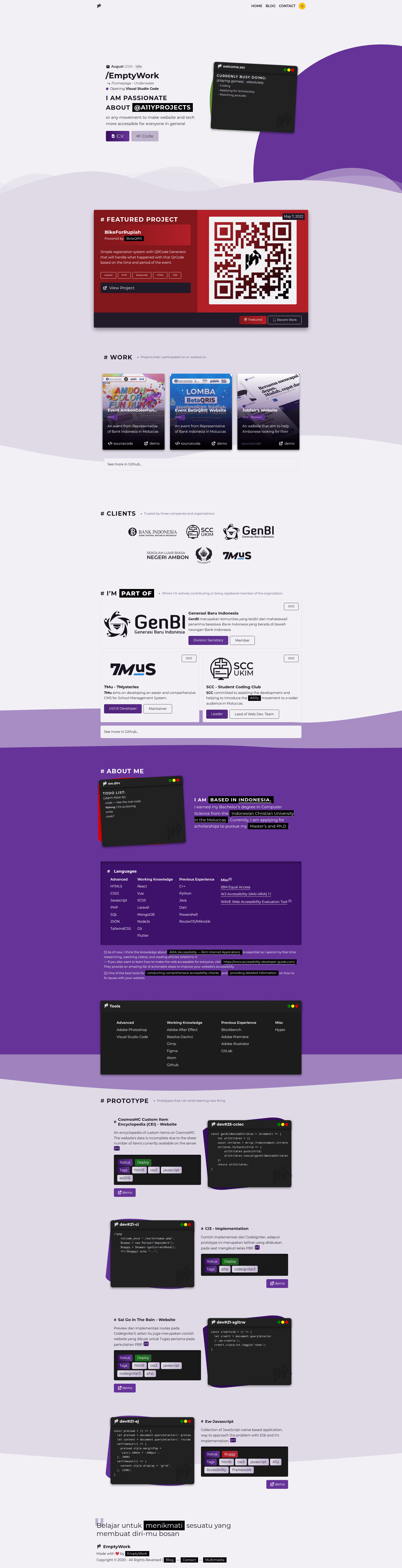 screenshot of emptywork.github.io on template0.com