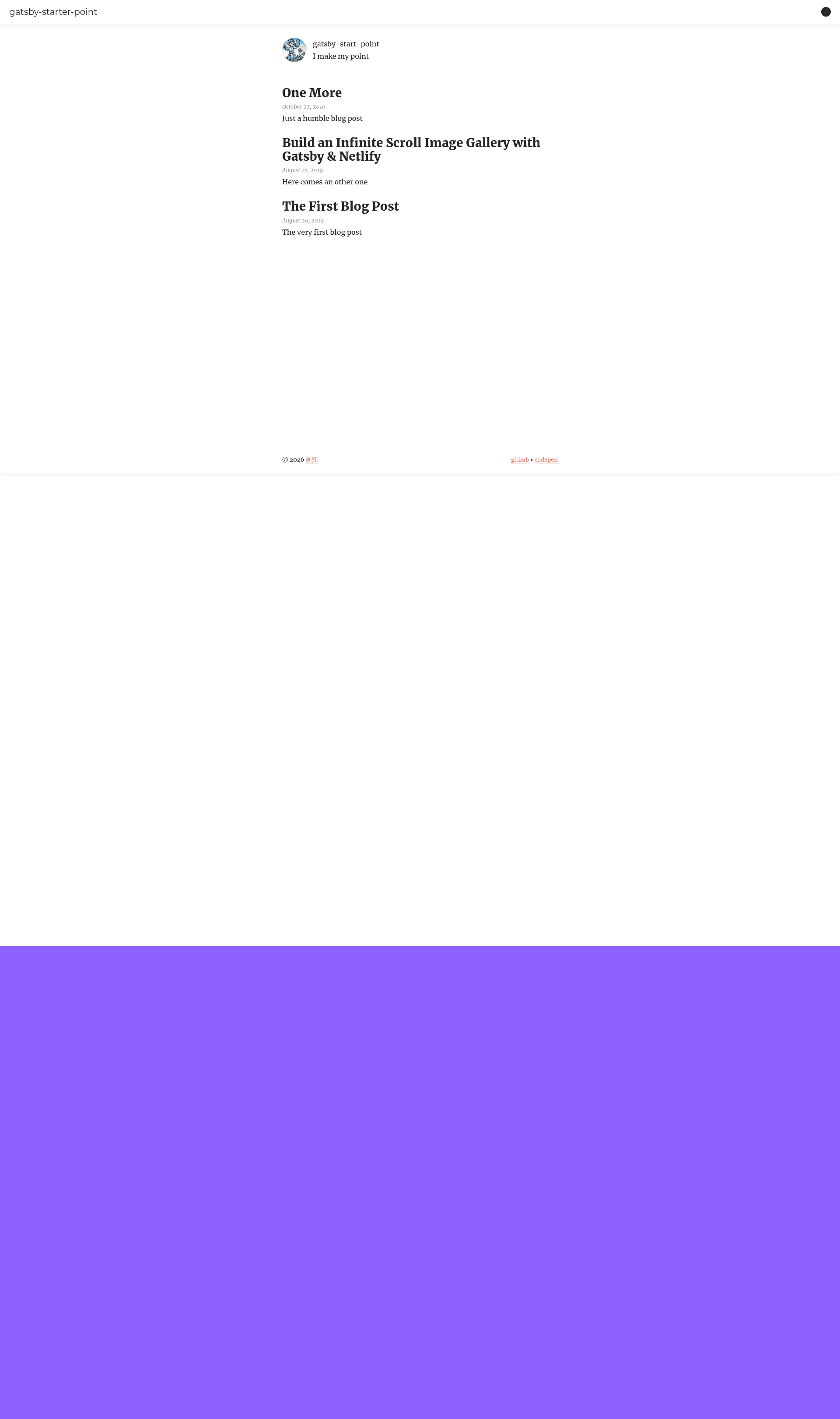 screenshot of Gatsby Starter Point on template0.com