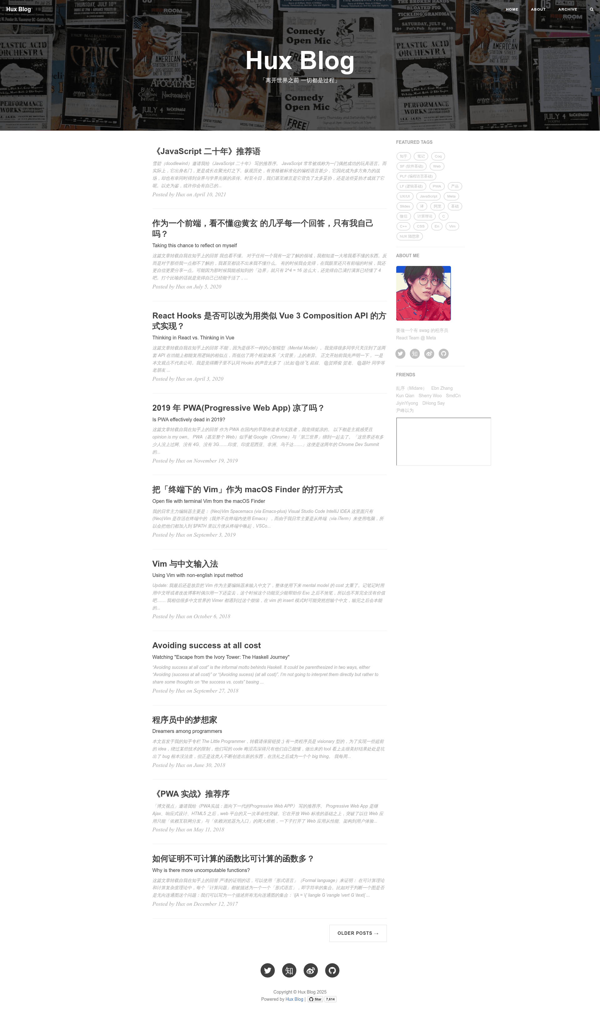 screenshot of Hux Blog on template0.com