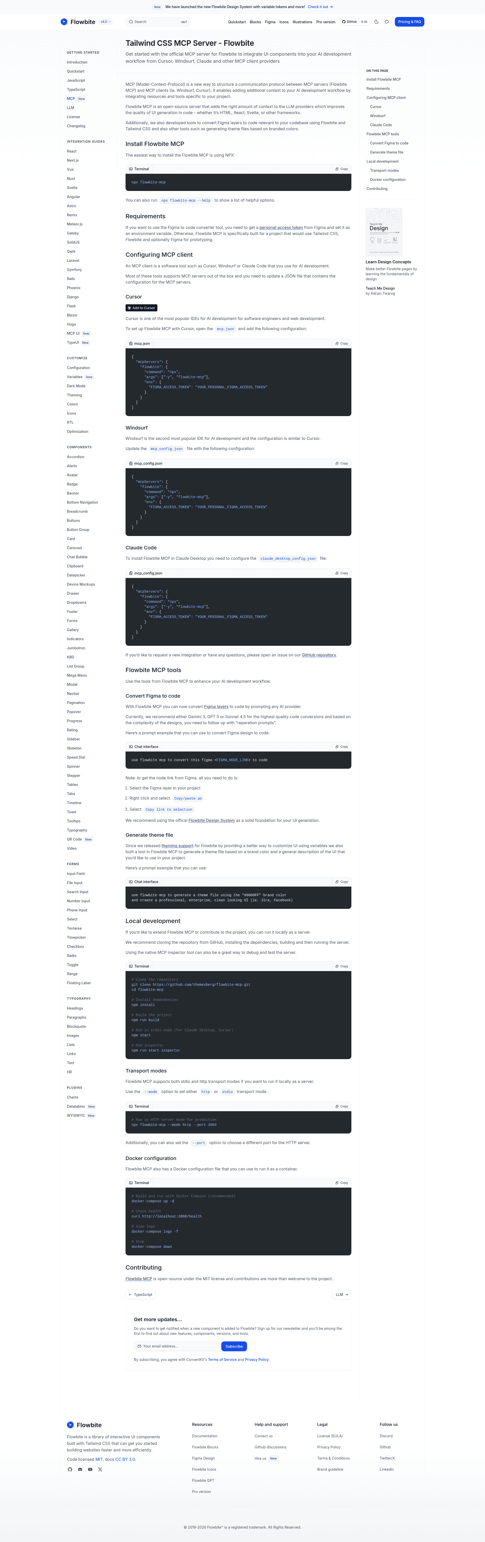 screenshot of flowbite-mcp on template0.com