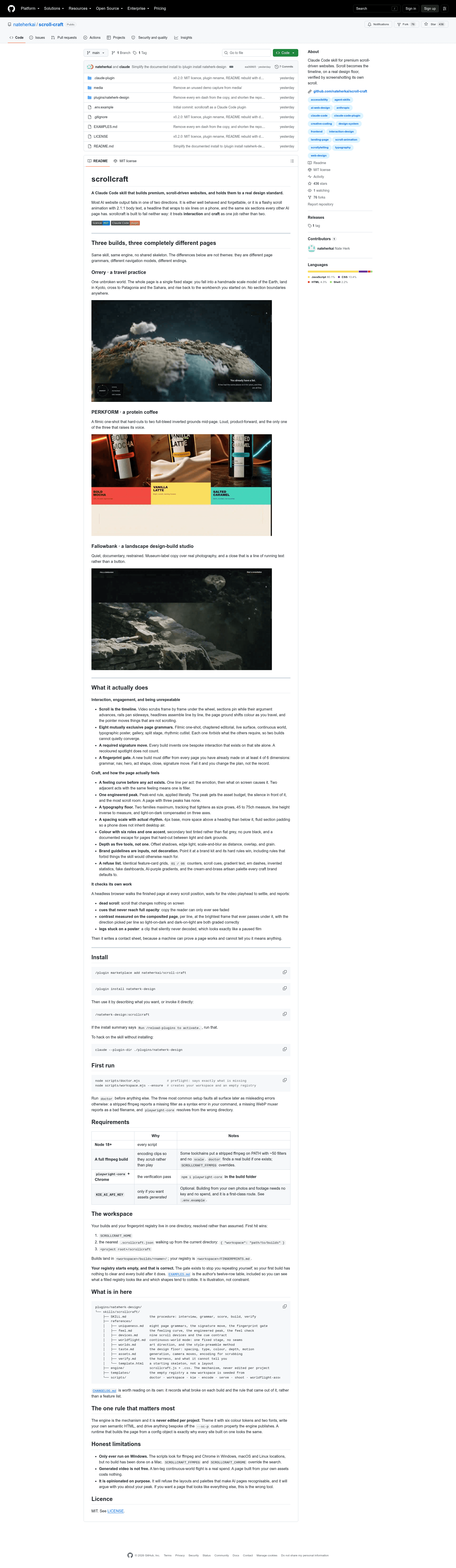 screenshot of scrollcraft on template0.com
