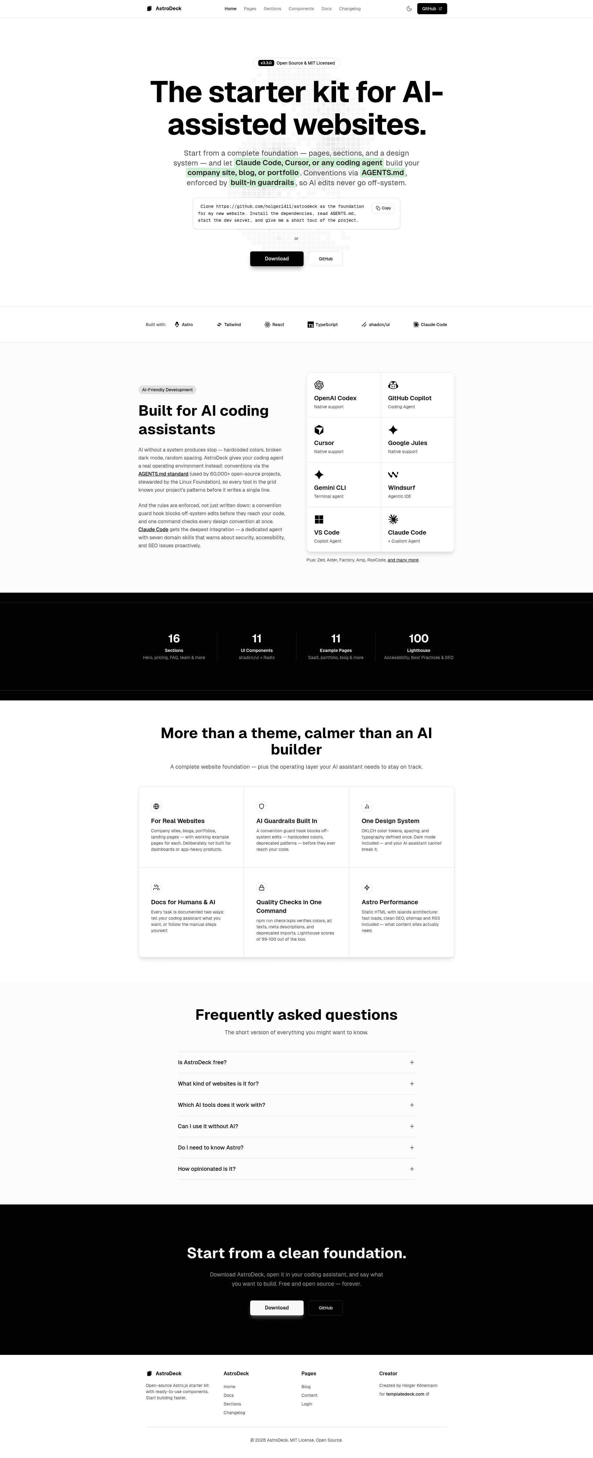 screenshot of AstroDeck on template0.com