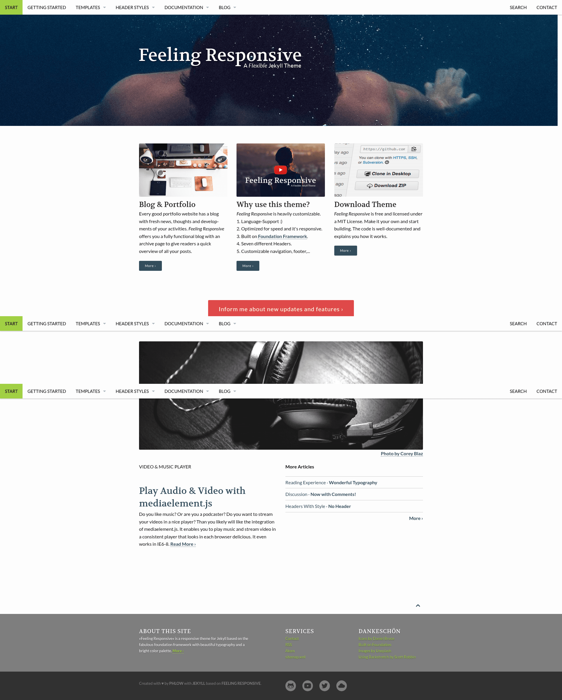 screenshot of Feeling Responsive on template0.com