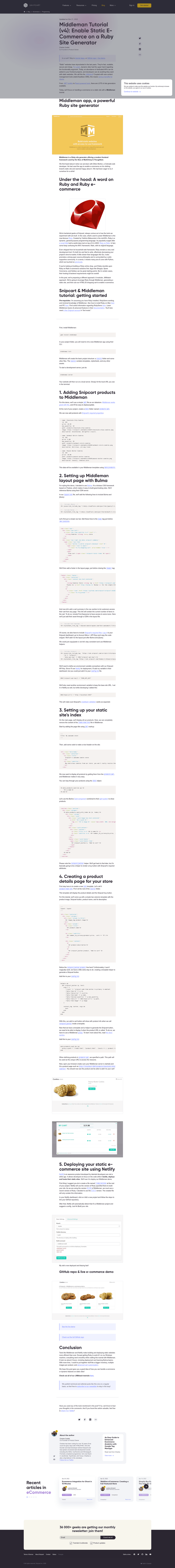screenshot of Snipcart Middleman on template0.com