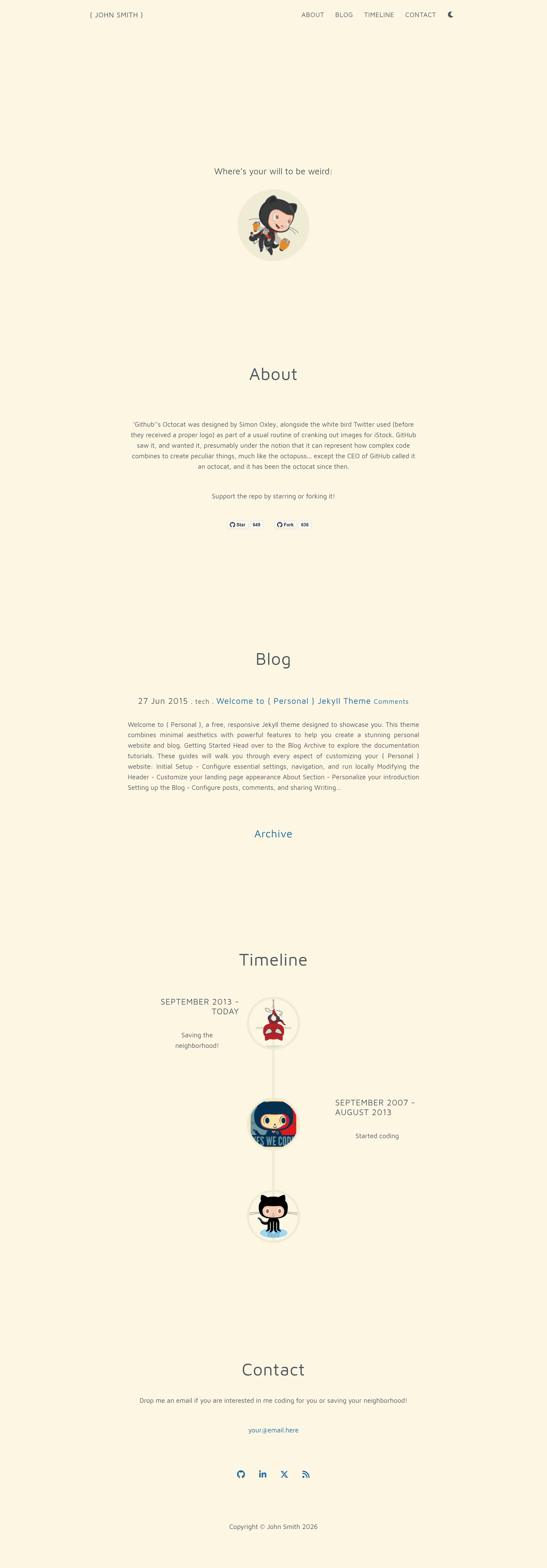 screenshot of Personal on template0.com