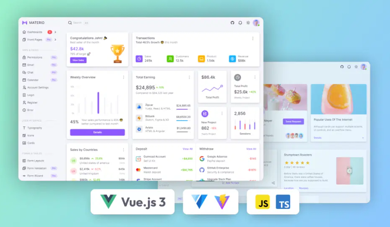 Image for Materio – Vuetify Vuejs Admin Template Free on template0.com