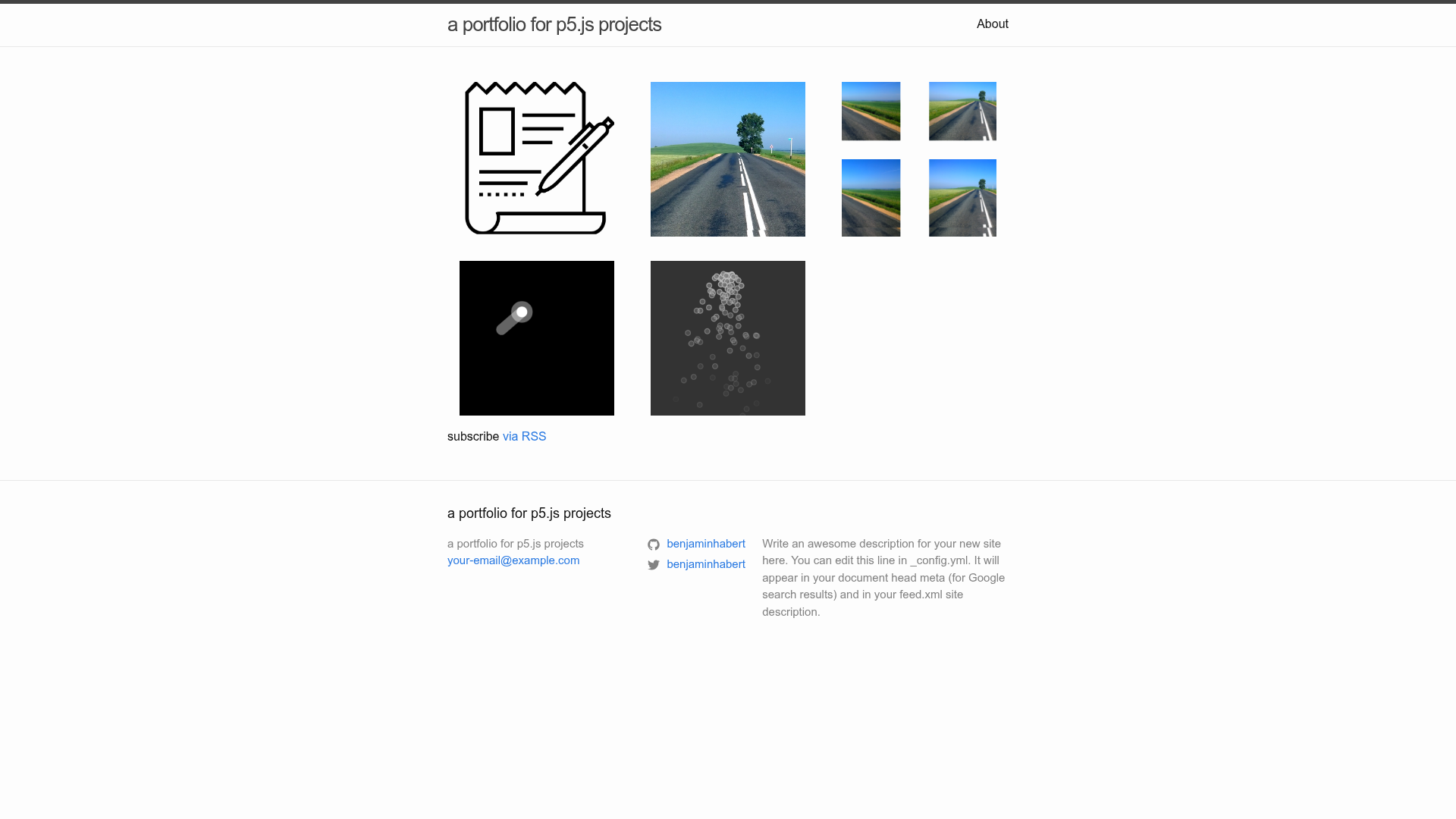 screenshot of Jekyll P5 Portfolio on template0.com