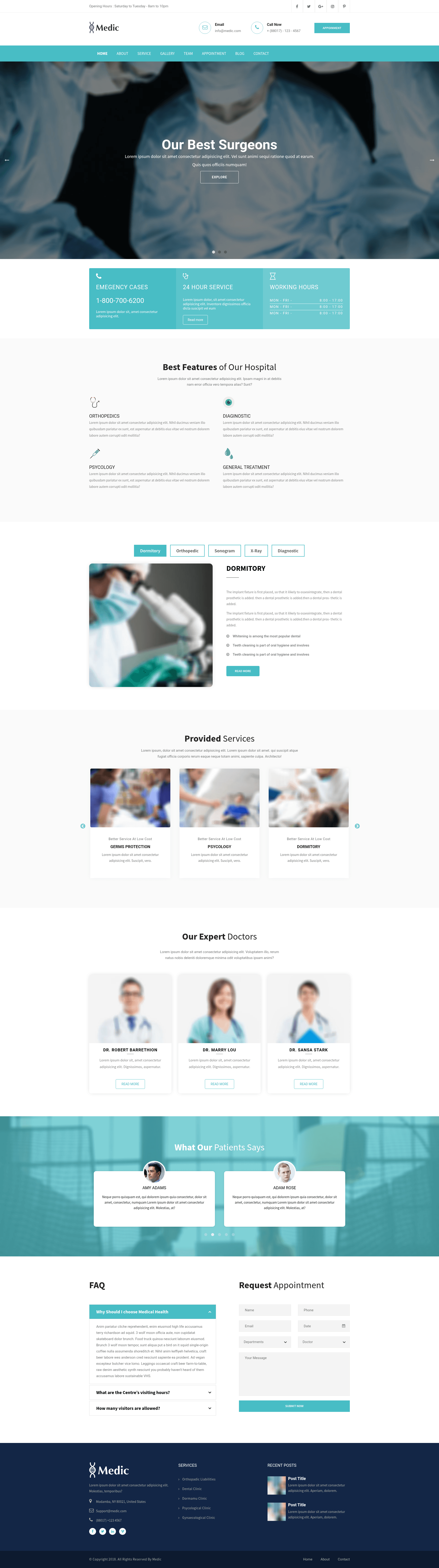 screenshot of Medic – Free Responsive HTML5 Bootstrap Medical Website Template on template0.com