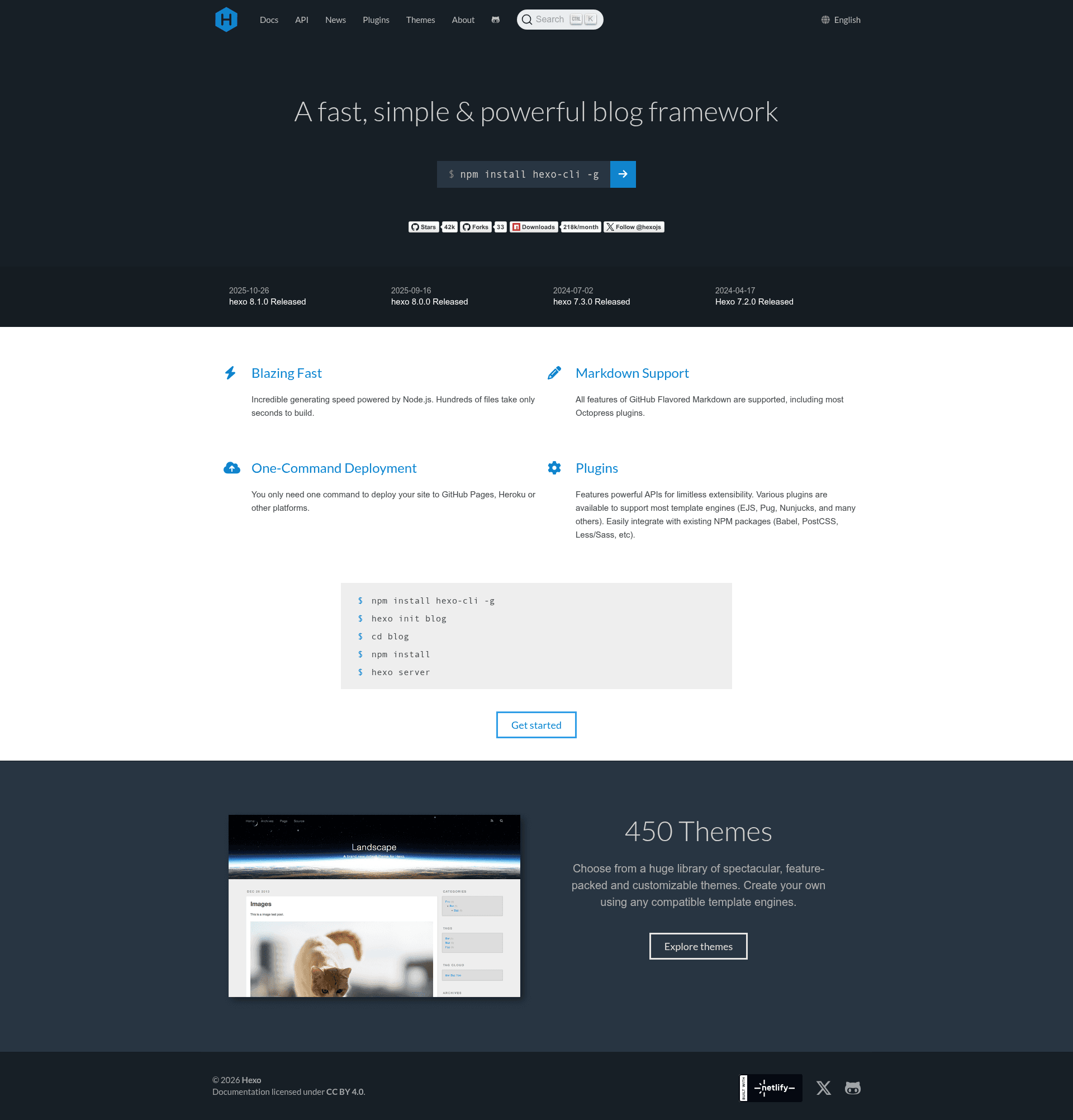 screenshot of hexo-generator-feed on template0.com