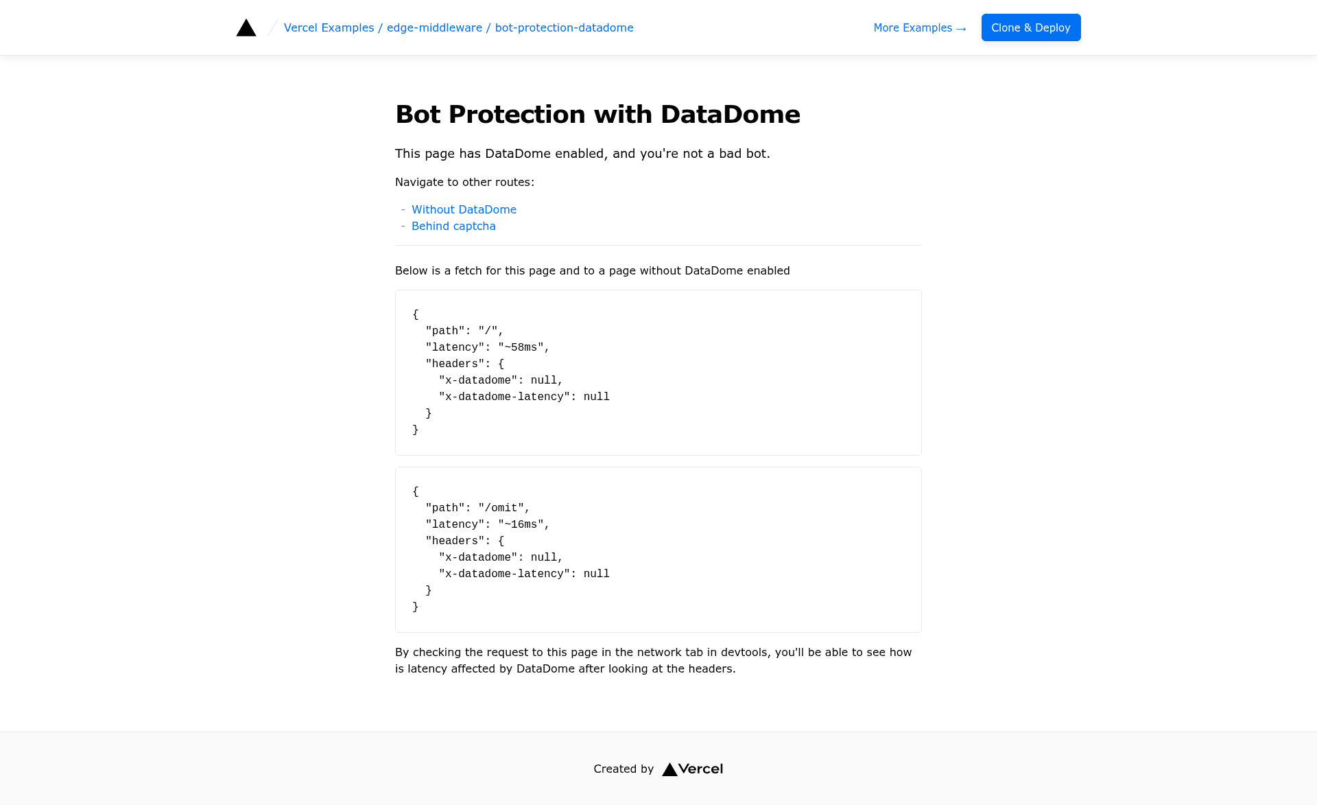 screenshot of Bot Protection with DataDome on template0.com