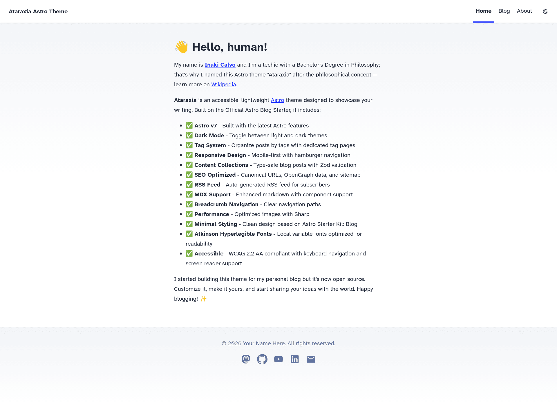 screenshot of Ataraxia Astro Theme on template0.com