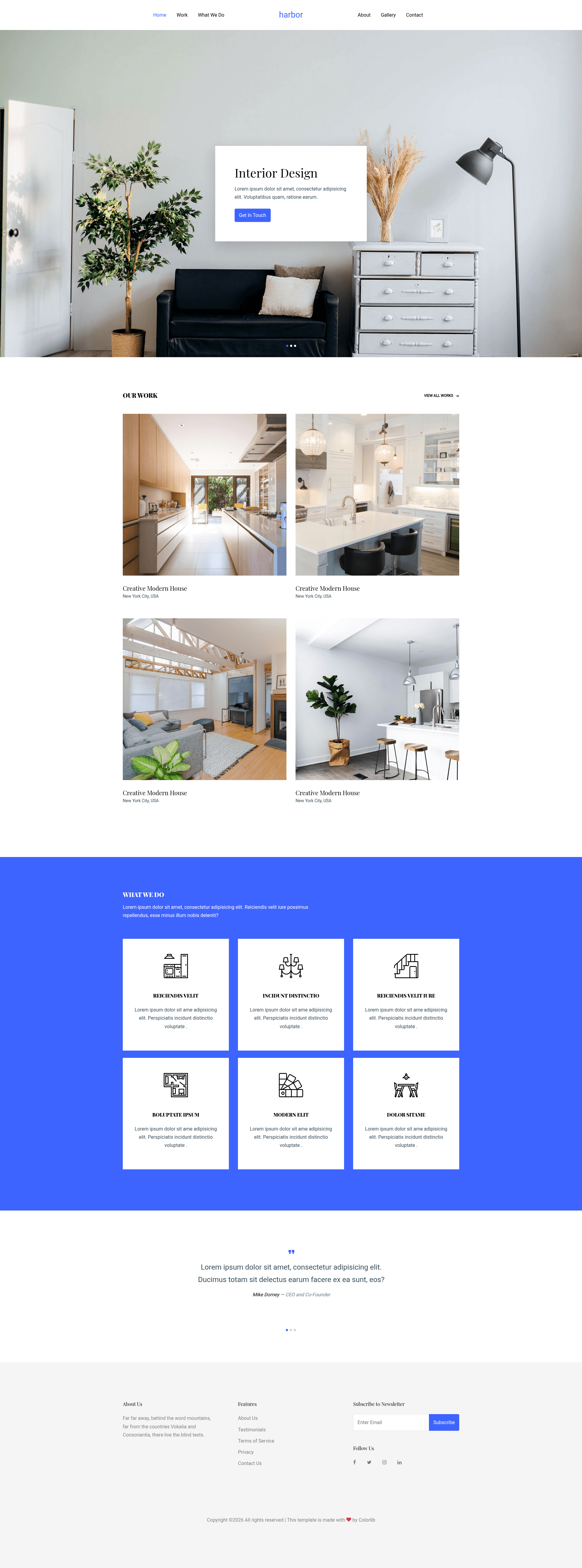 screenshot of Harbor – Free Bootstrap 4 HTML5 Interior Design Portfolio Website Template on template0.com