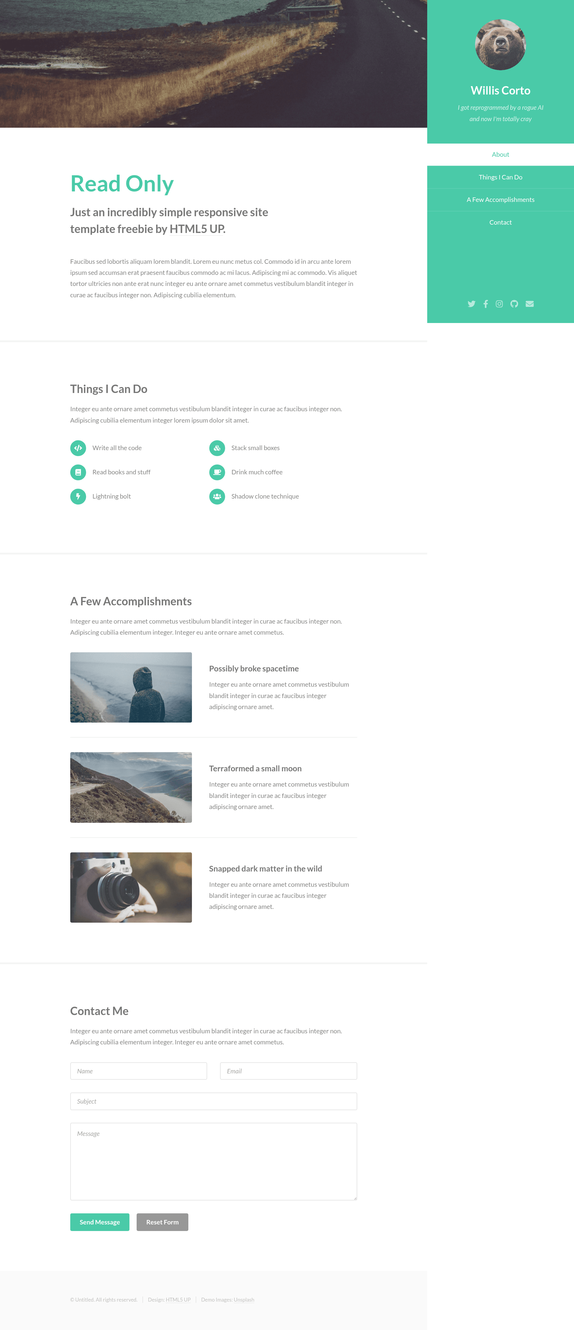 screenshot of Read Only on template0.com