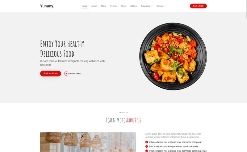 Image for Yummy – Bootstrap 5 Free Responsive Restaurant Template on template0.com Image for Yummy – Bootstrap 5 Free Responsive Restaurant Template on template0.com