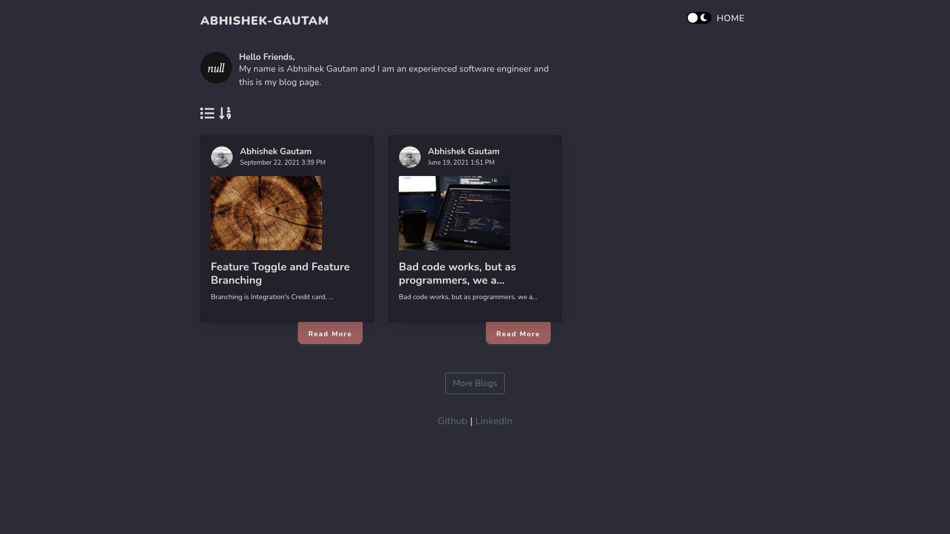 screenshot of Tech Blog App on template0.com