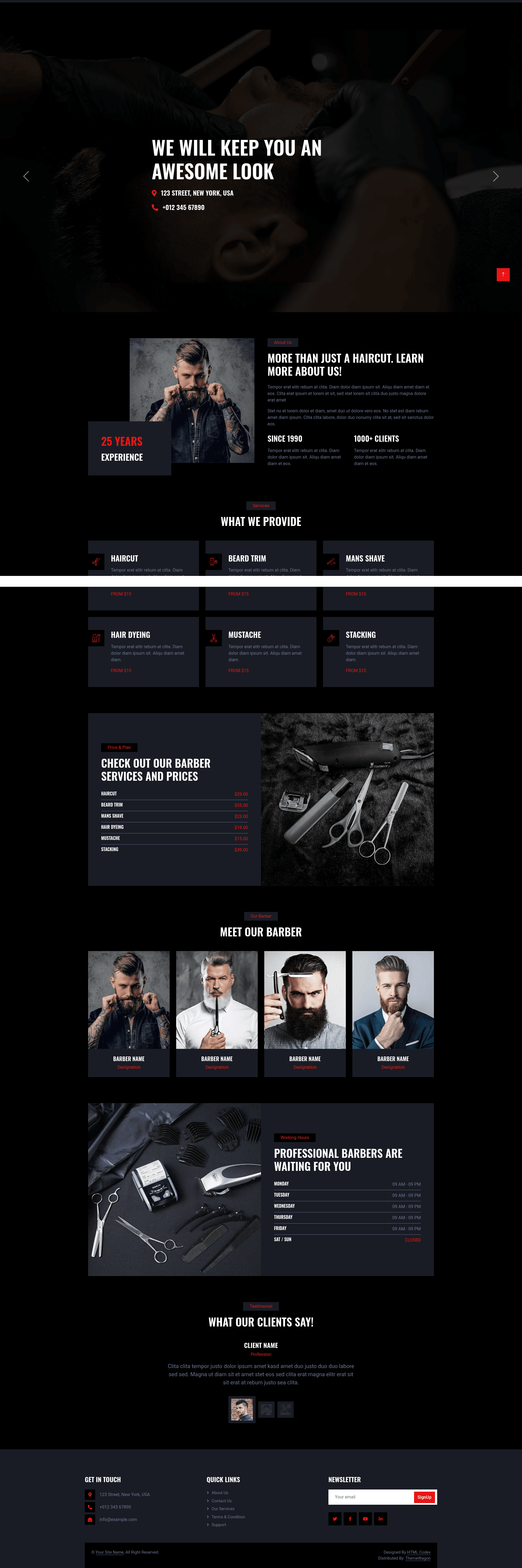screenshot of HairCut – Free Bootstrap 5 HTML5 Responsive Business Template on template0.com