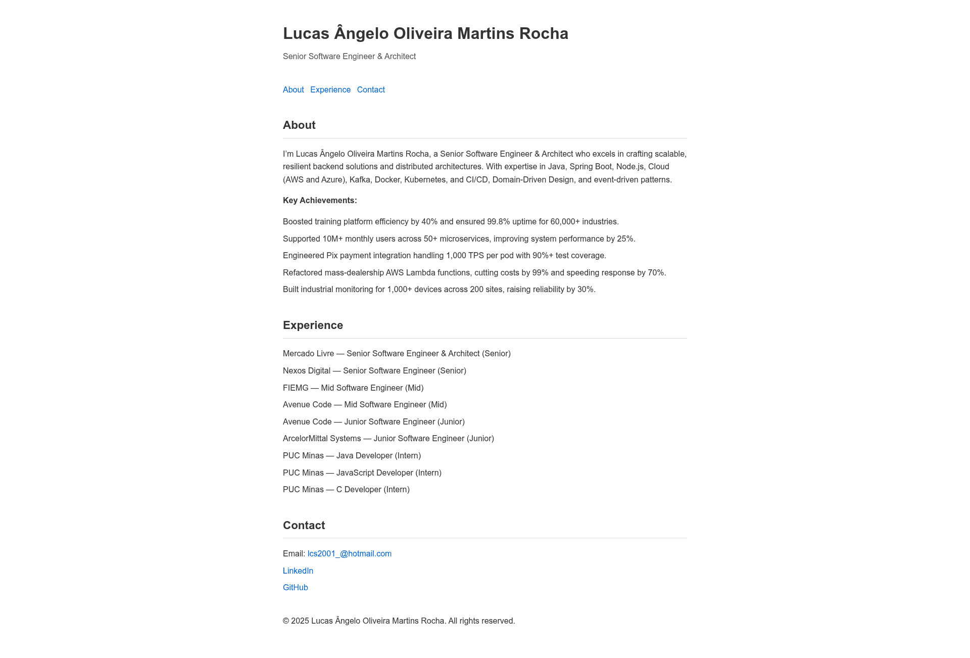 screenshot of Personal Portfolio on template0.com