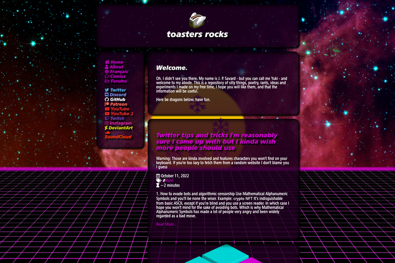Image for Hugo Theme Toastersrocks on template0.com Image for Hugo Theme Toastersrocks on template0.com