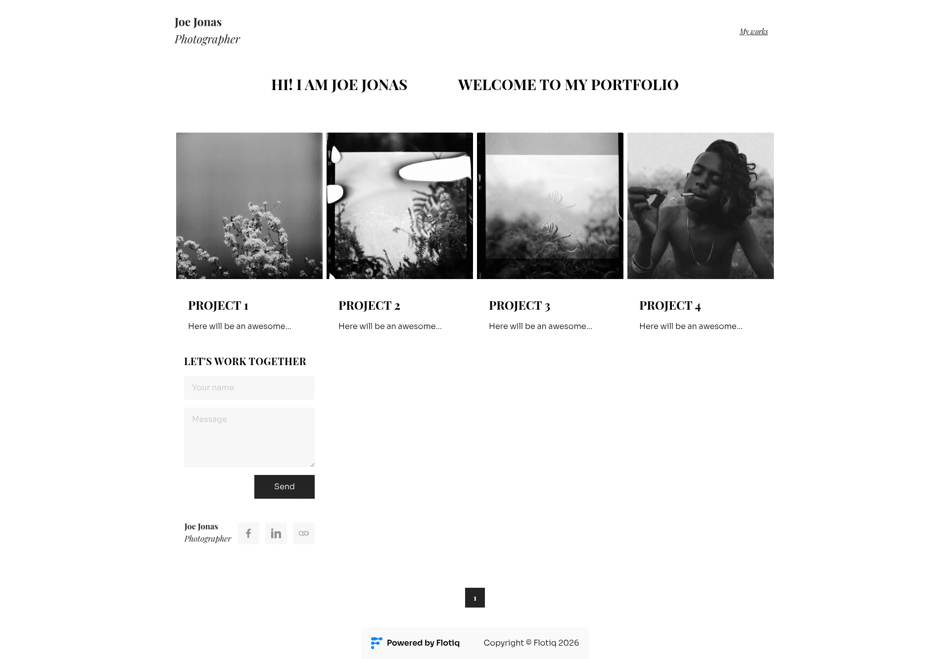 screenshot of Flotiq Gatsby Portfolio 1 on template0.com