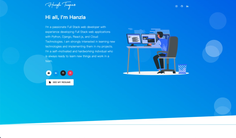 Image for 1hanzla100 Portfolio(portfolio nextjs template) on template0.com Image for 1hanzla100 Portfolio(portfolio nextjs template) on template0.com