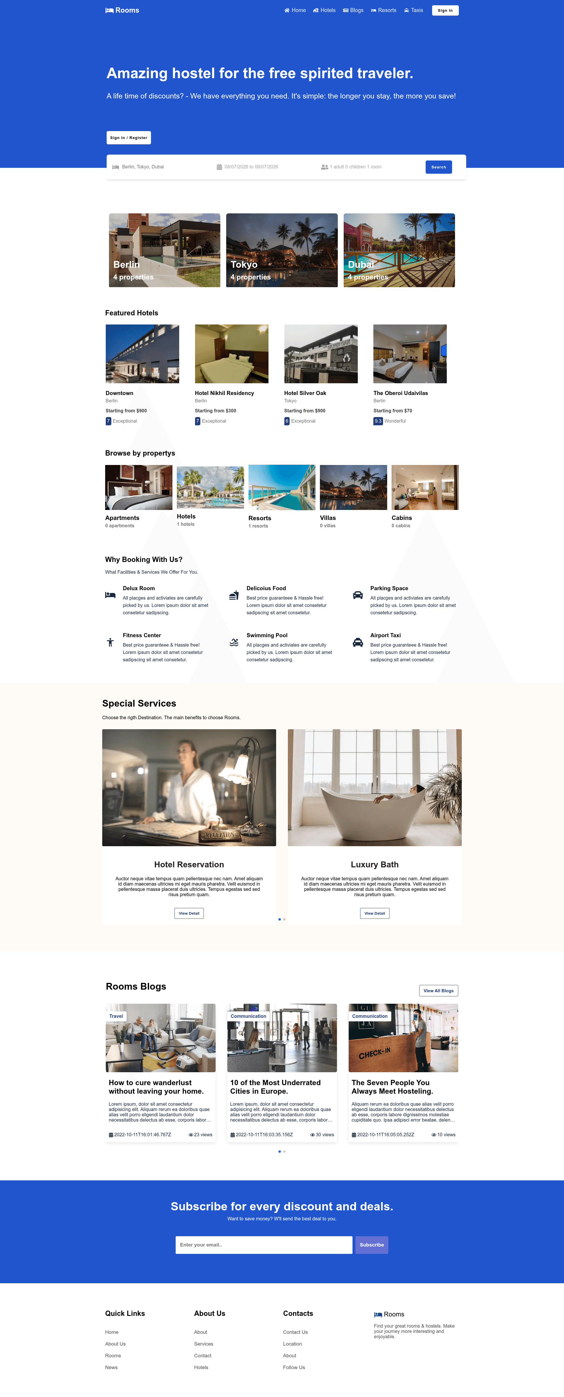 screenshot of Rooms on template0.com