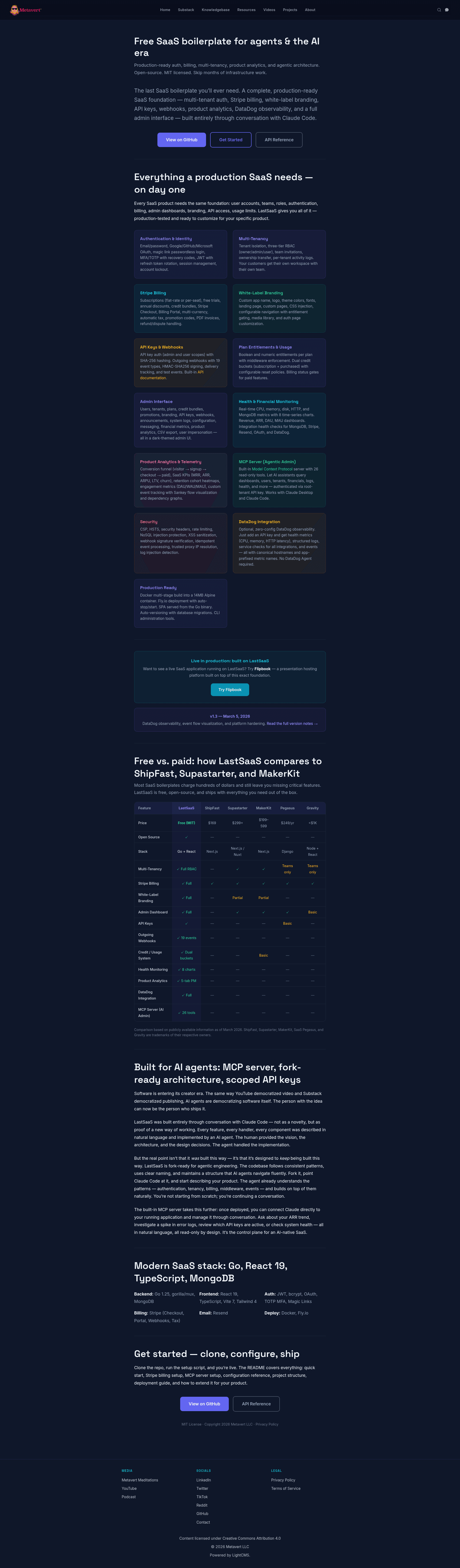 screenshot of LastSaaS on template0.com