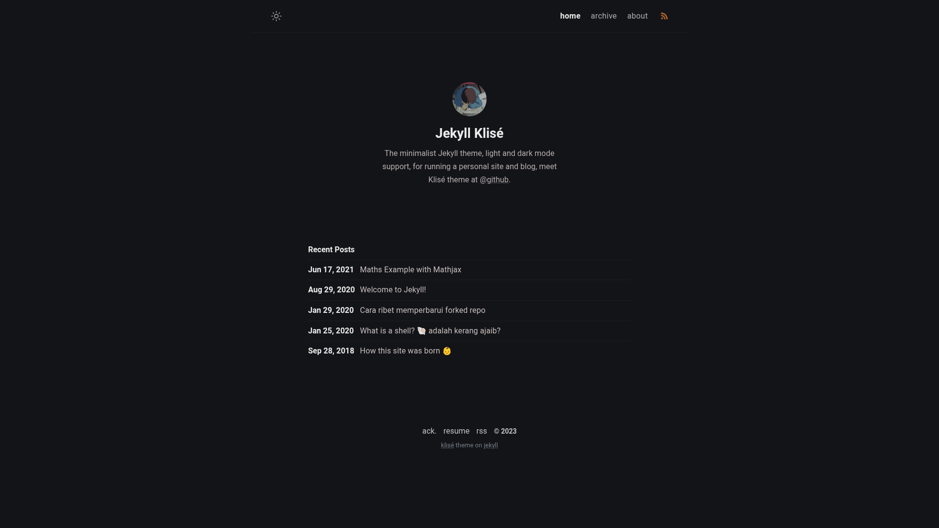 screenshot of Klisé on template0.com