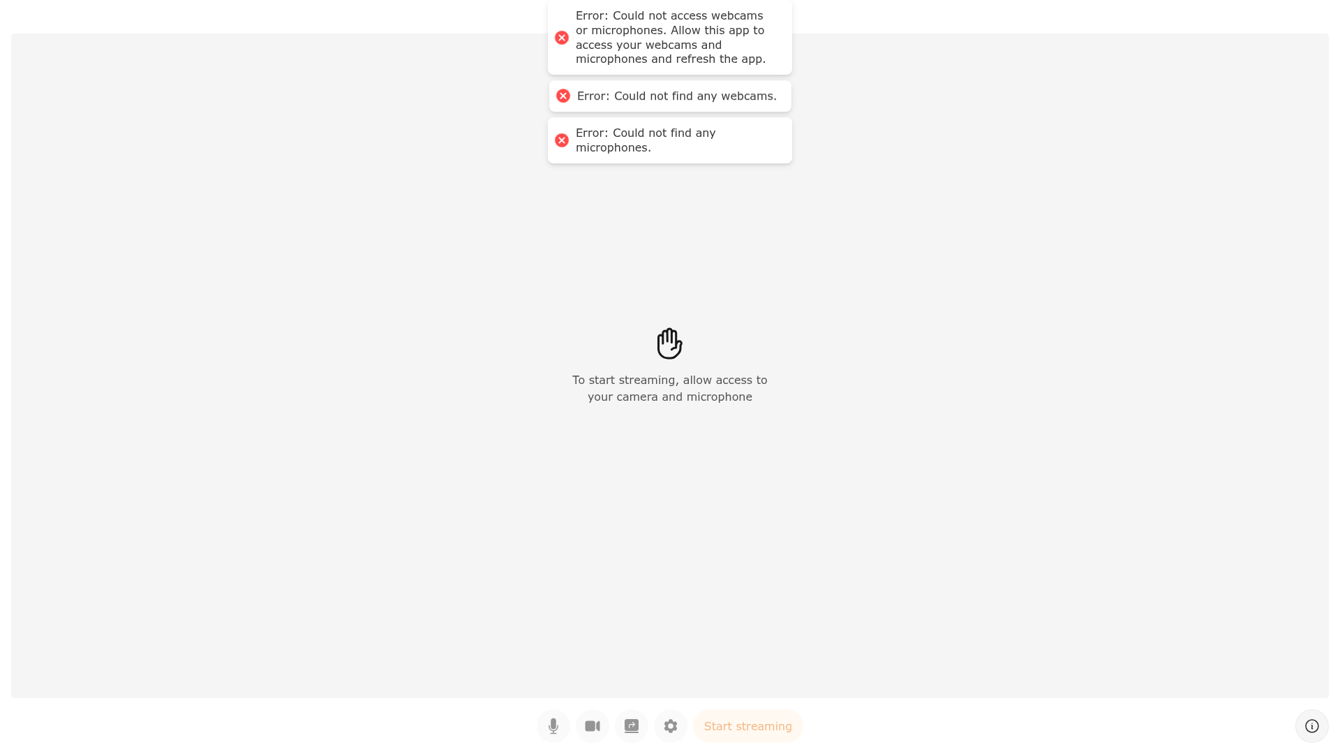 screenshot of Amazon IVS Broadcast Web Demo on template0.com