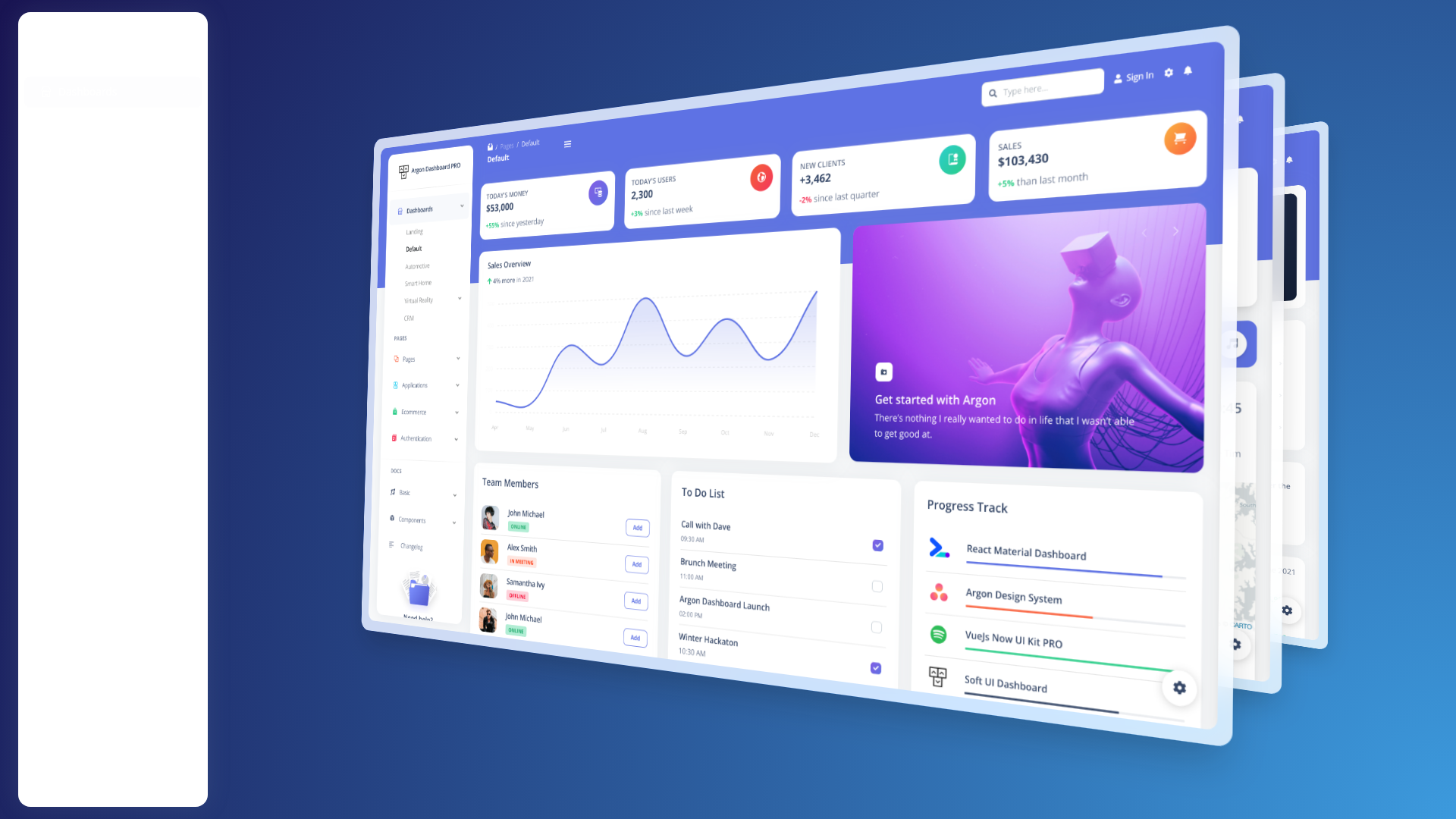 screenshot of Argon Dashboard 2 PRO on template0.com