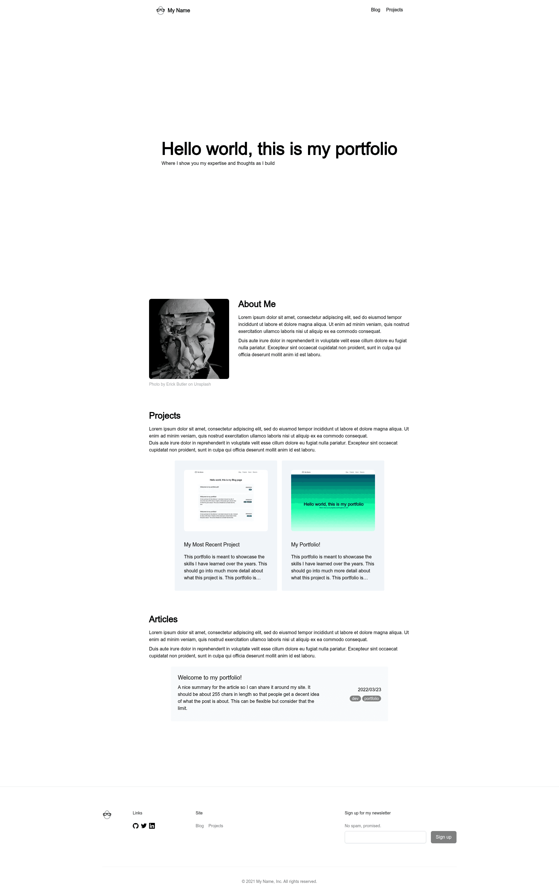 screenshot of Portfolio Template And Challenge on template0.com