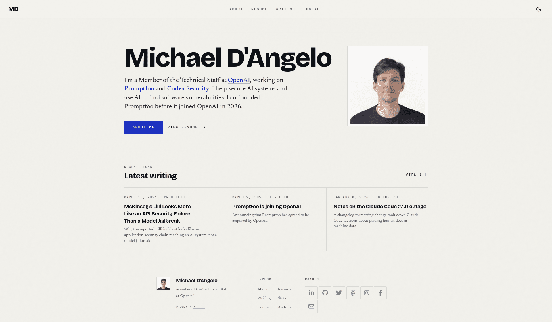 screenshot of Personal Site on template0.com