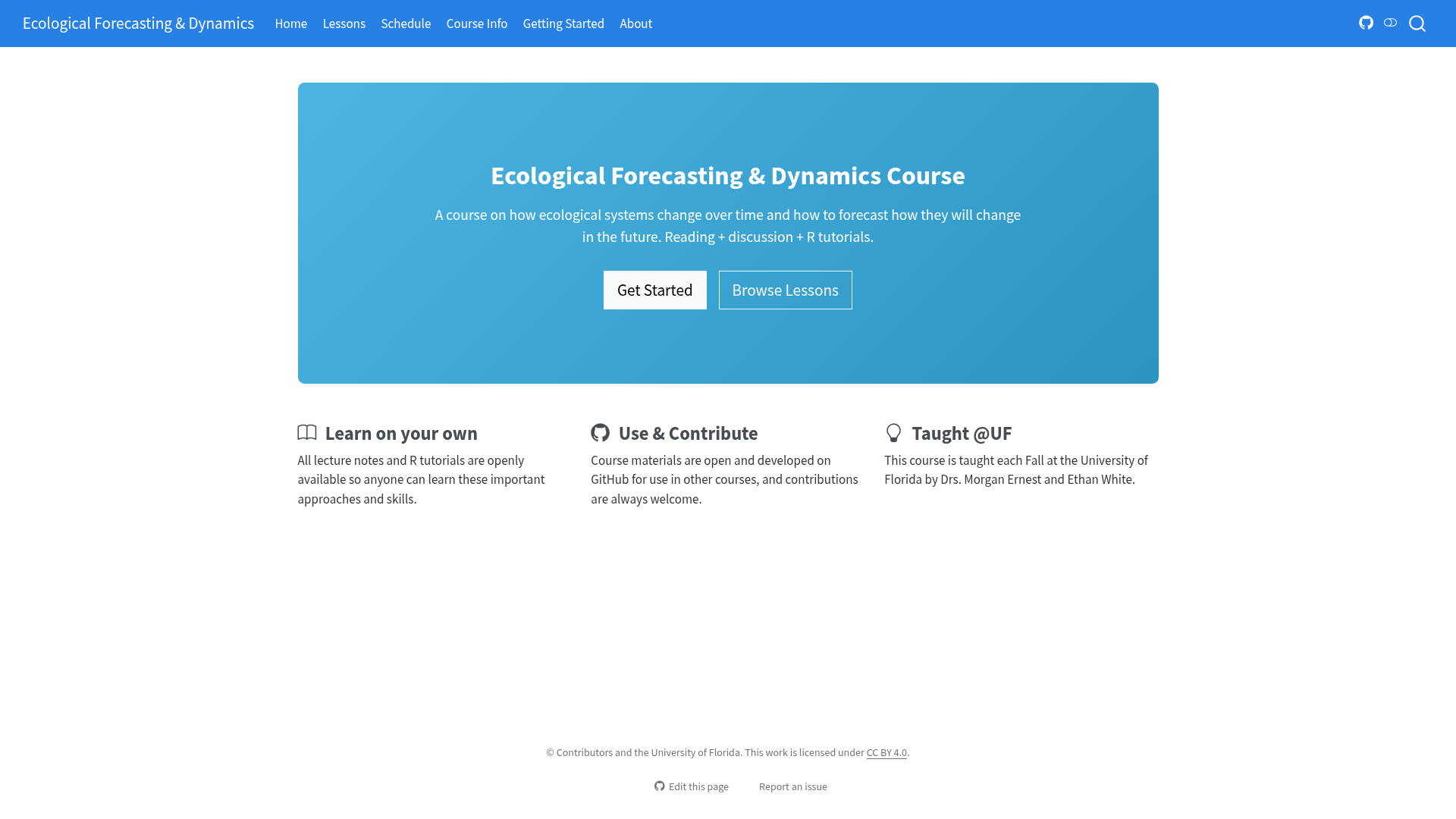 screenshot of Ecological Forecasting & Dynamics Course on template0.com