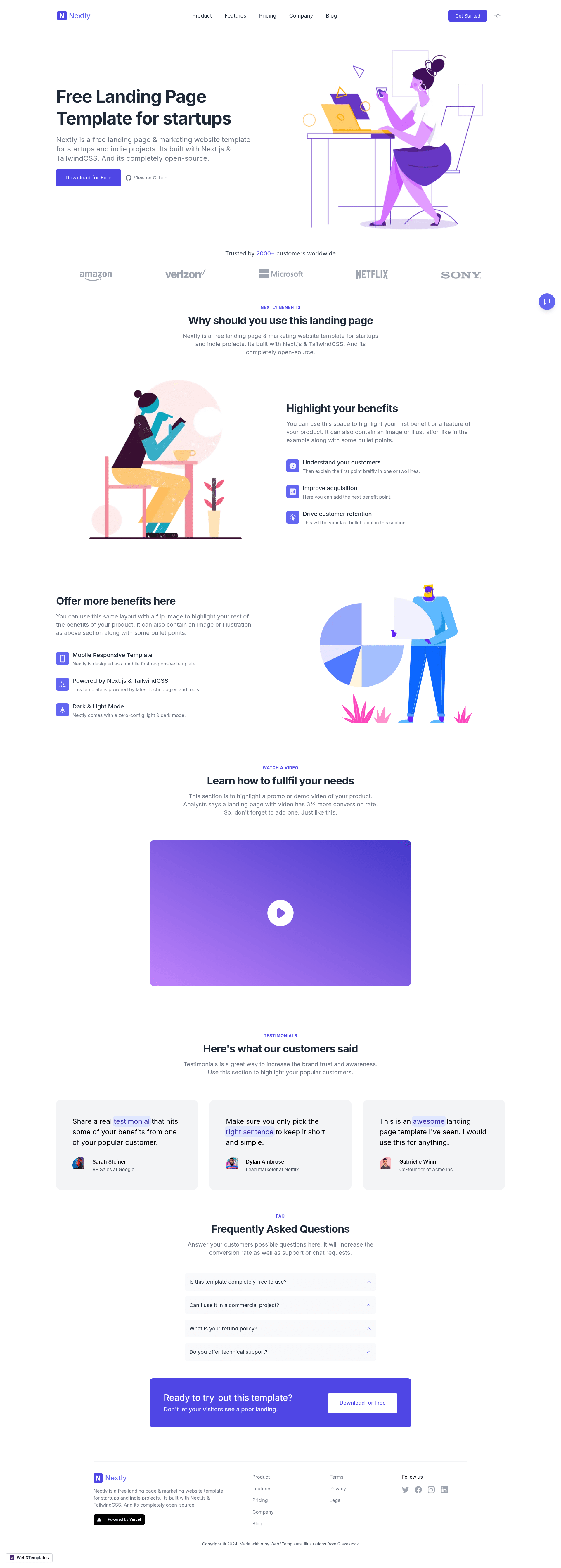 screenshot of Nextly on template0.com
