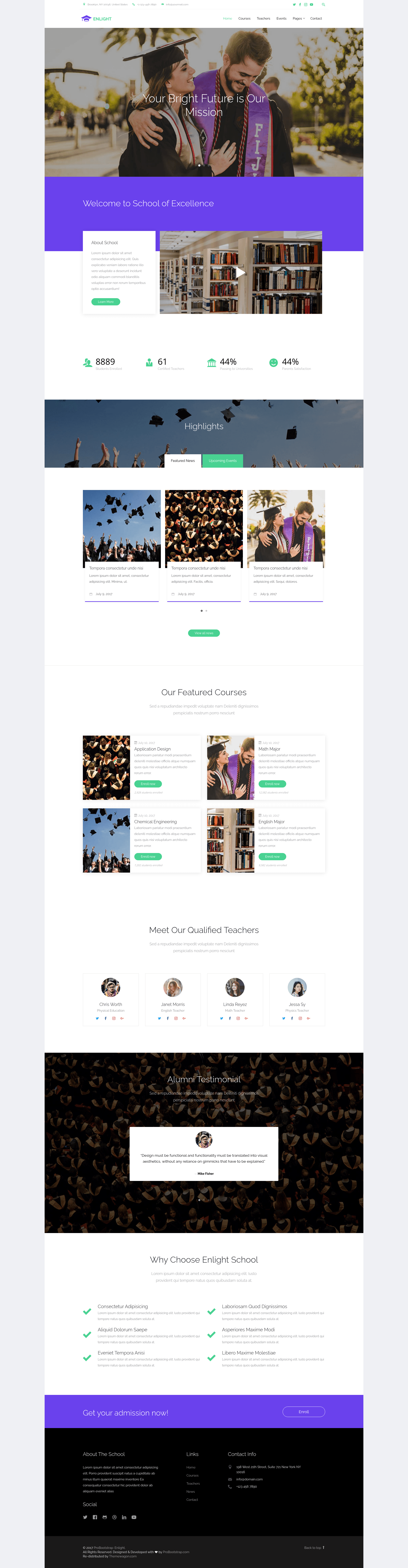screenshot of Enlight – A Responsive Education Website Template on template0.com