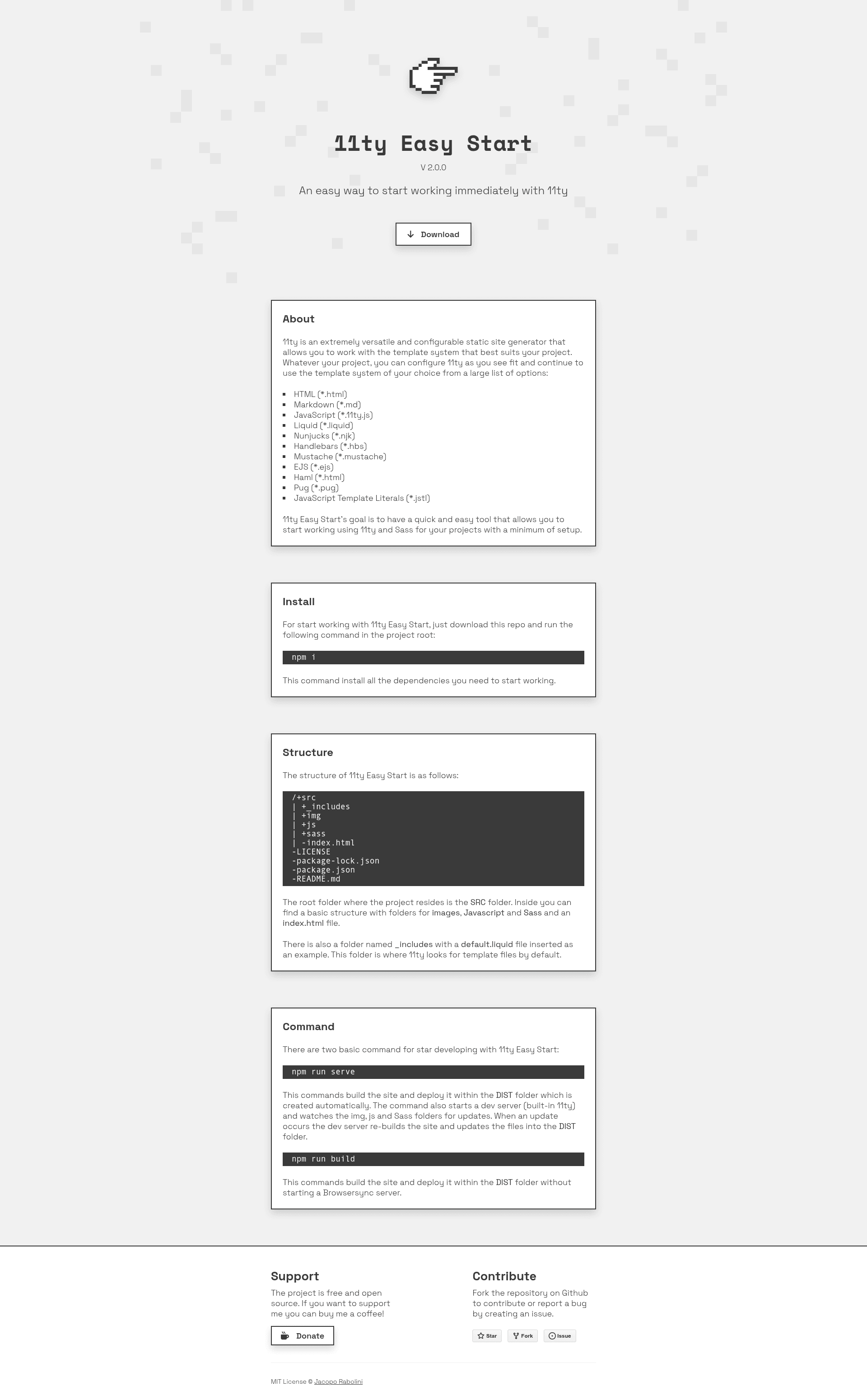 screenshot of 11ty Easy Starter on template0.com