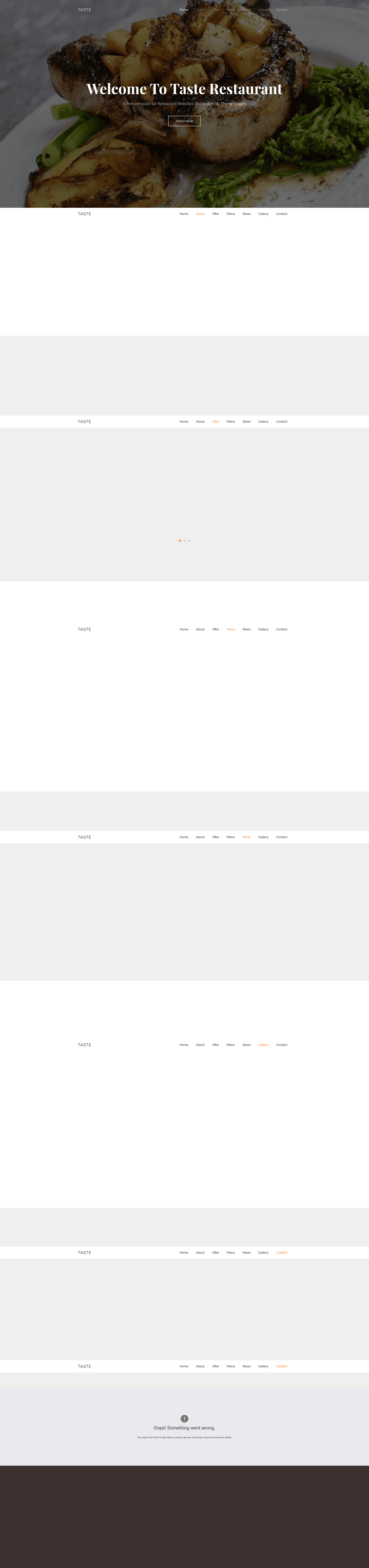 screenshot of Taste – Engaging Free Bootstrap 4 Restaurant Template on template0.com