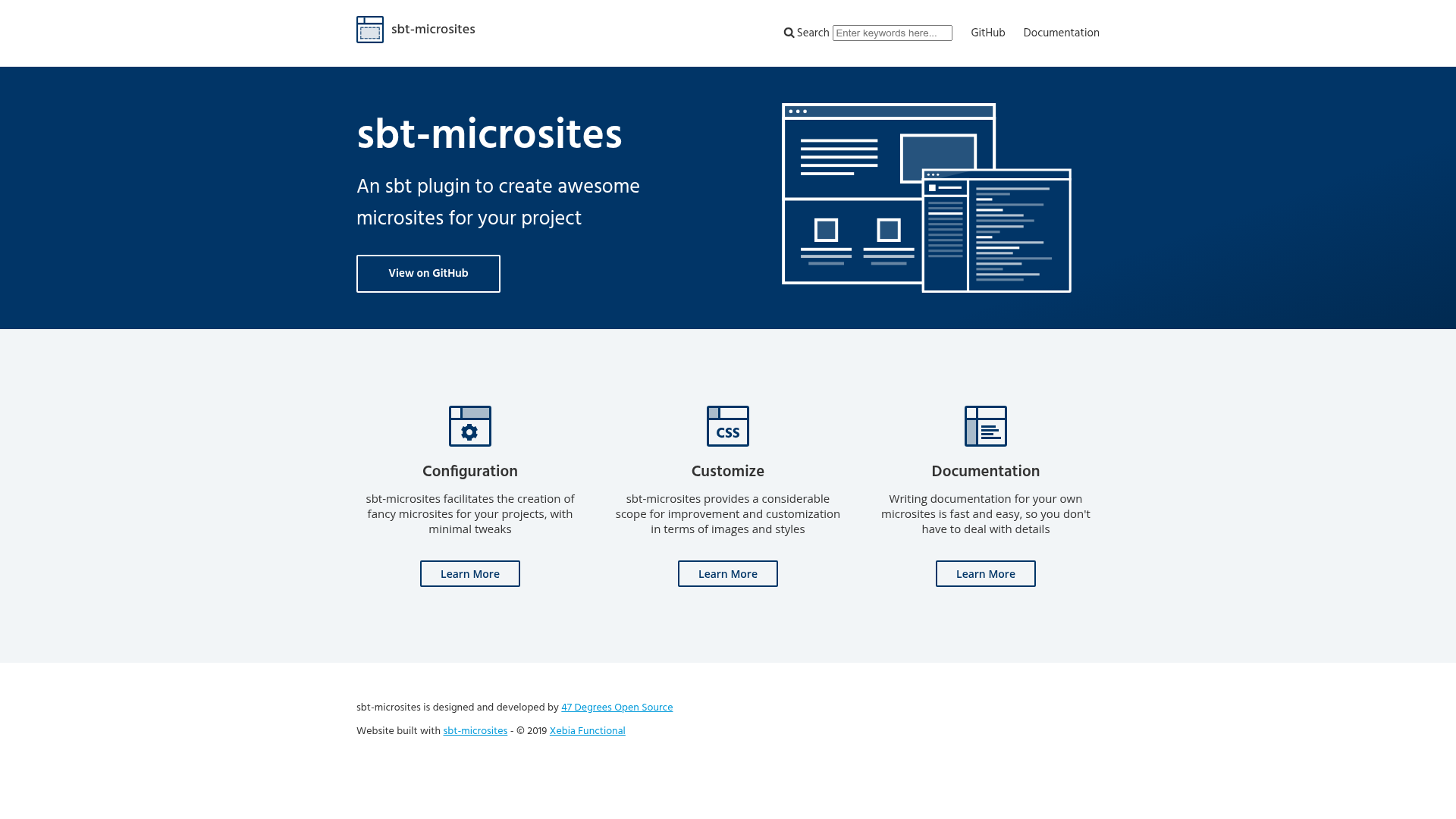 screenshot of sbt-microsites on template0.com
