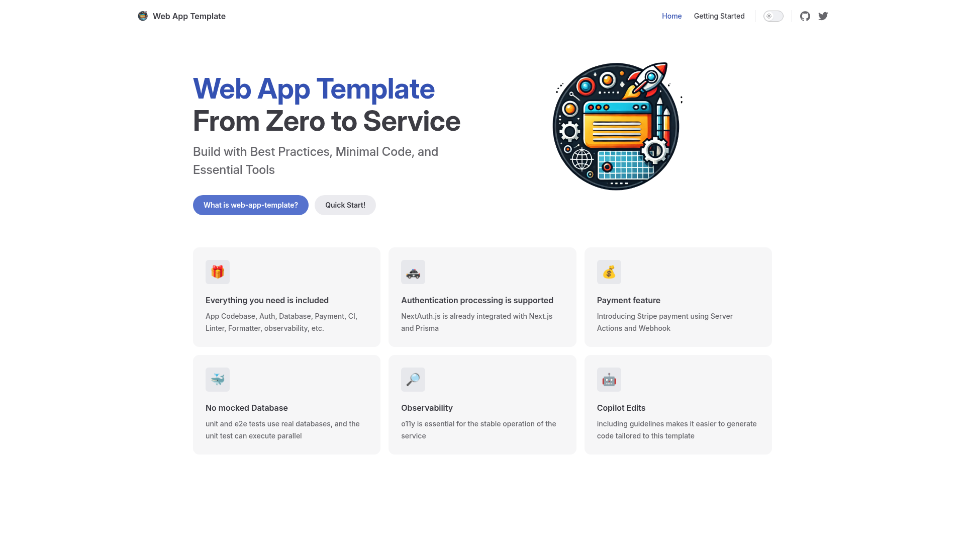 screenshot of web-app-template on template0.com