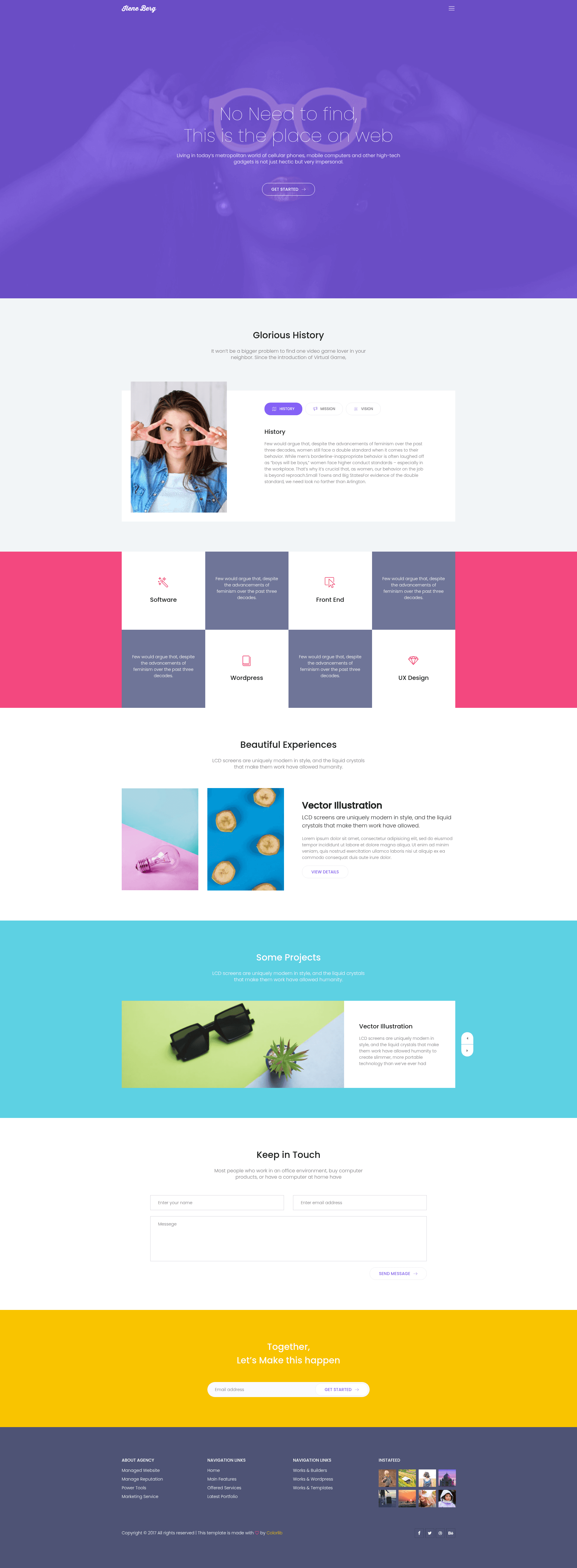 screenshot of Ilene Berg – Colorful and Mobile-ready Free Personal Bootstrap Template on template0.com