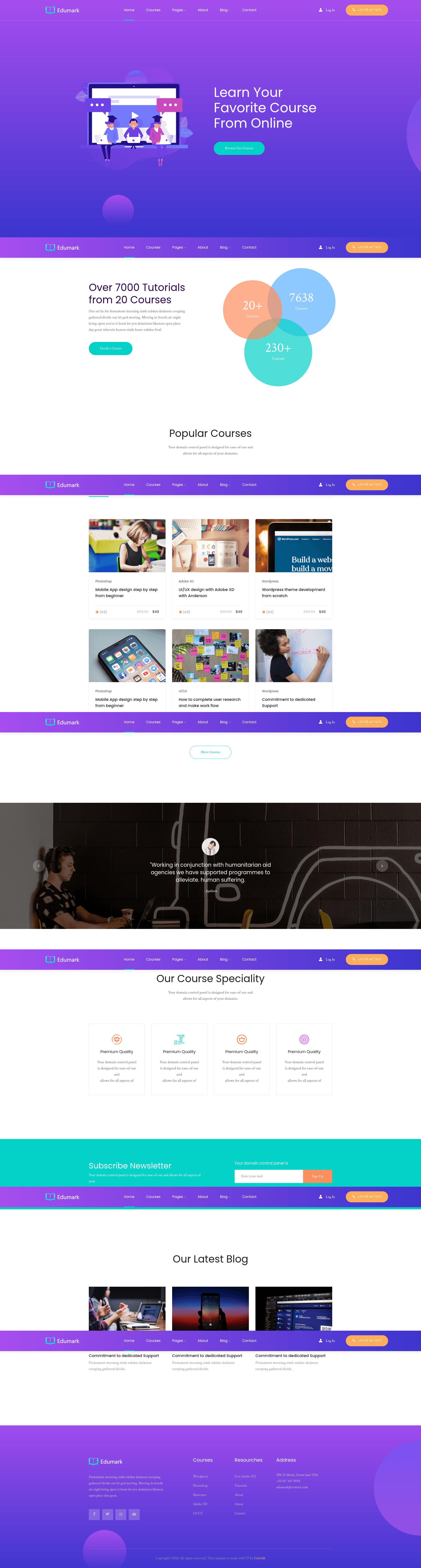 screenshot of Edumark – Free Bootstrap 4 HTML5 Education Website Template on template0.com