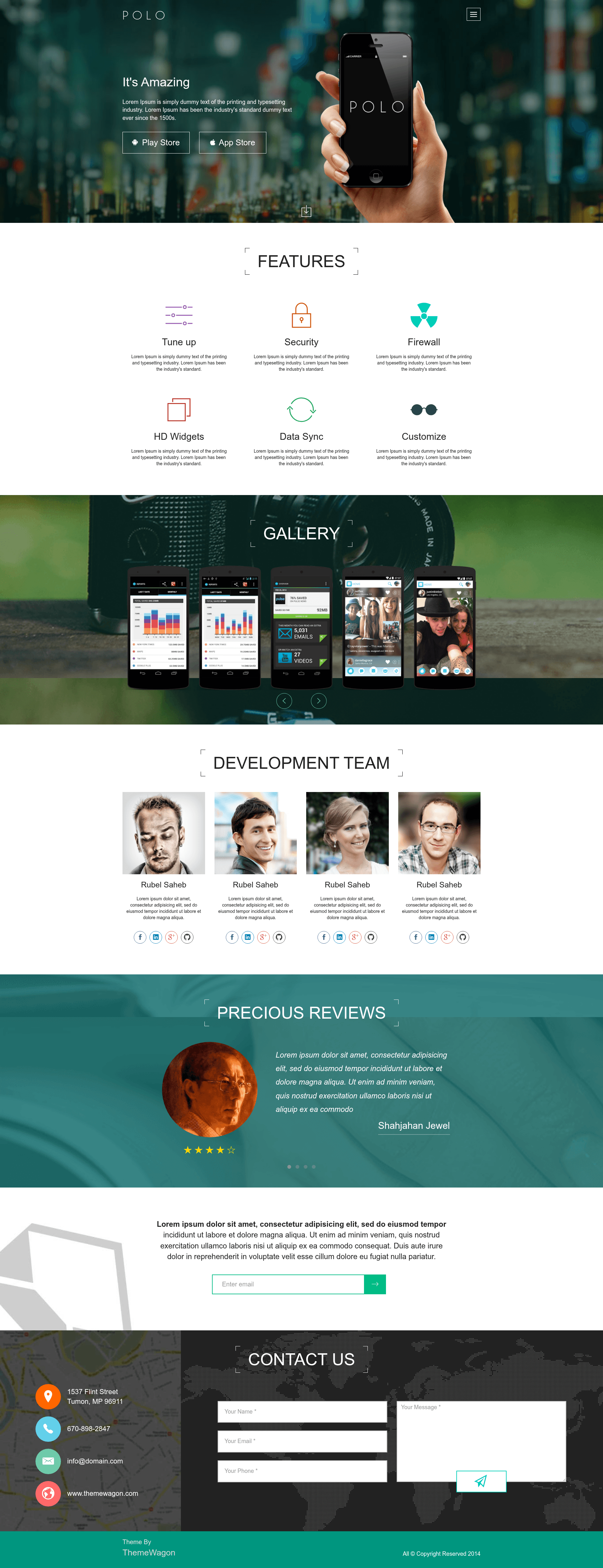 screenshot of POLO - Responsive App Landing Page Template with Bootstrap on template0.com